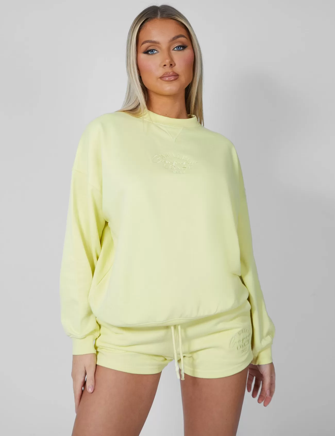 Public Desire Amalfi Coast Embroidered Oversized Sweatshirt Lemon Cheap