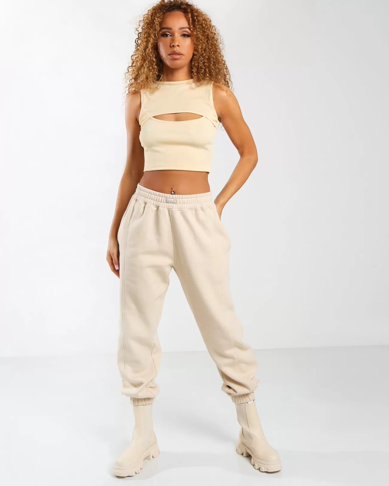 Public Desire Amber X Ribbed Cut Out Crop T-Shirt In Butter Yellow Best Sale