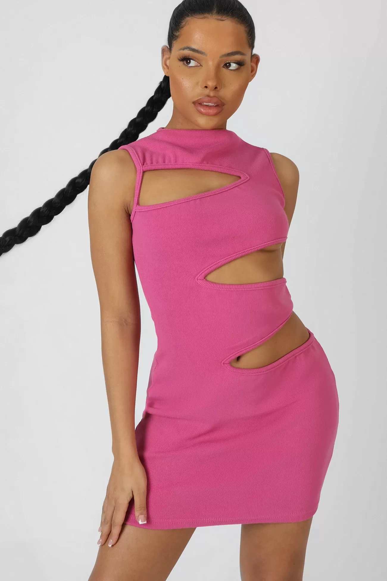 Public Desire Asymmetric Cut Away Mini Dress Magenta Online