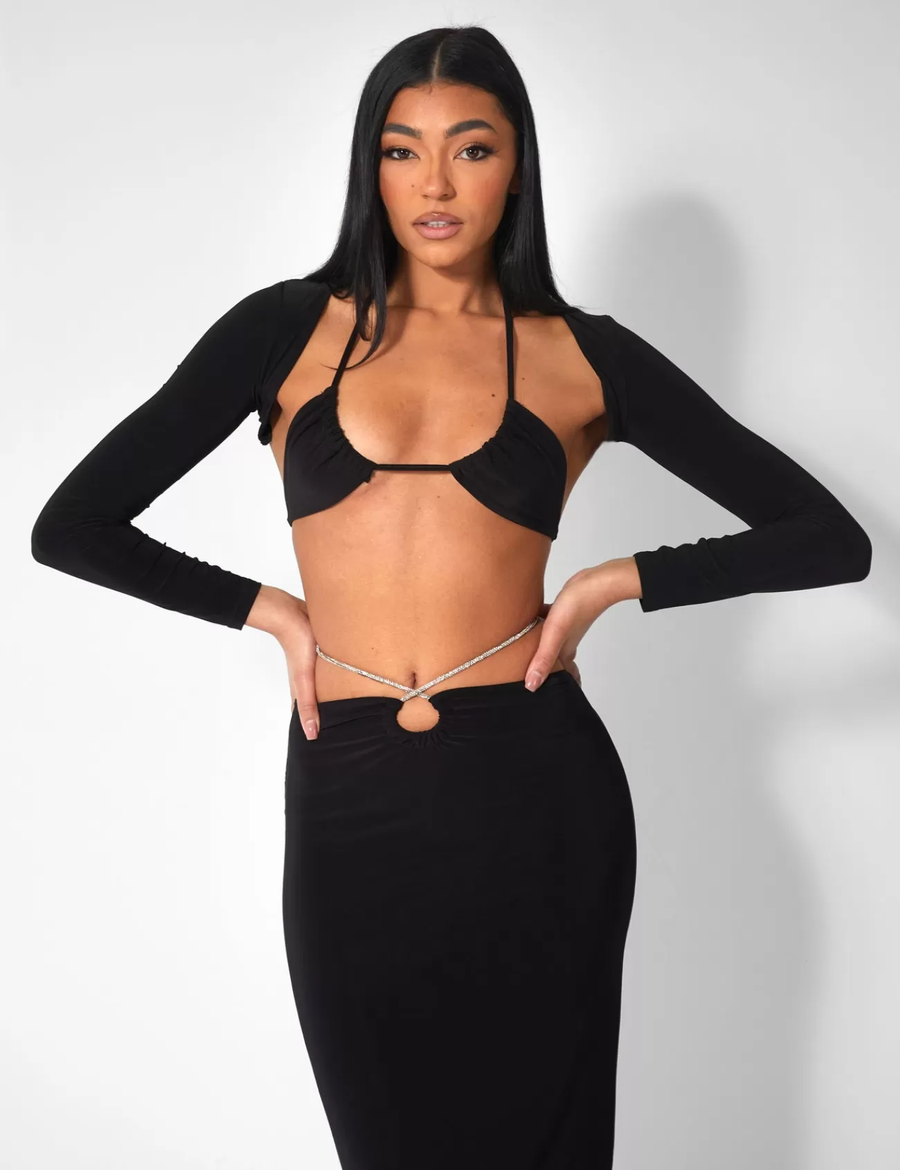 Public Desire Bikini Top And Shrug Slinky Top Black Clearance