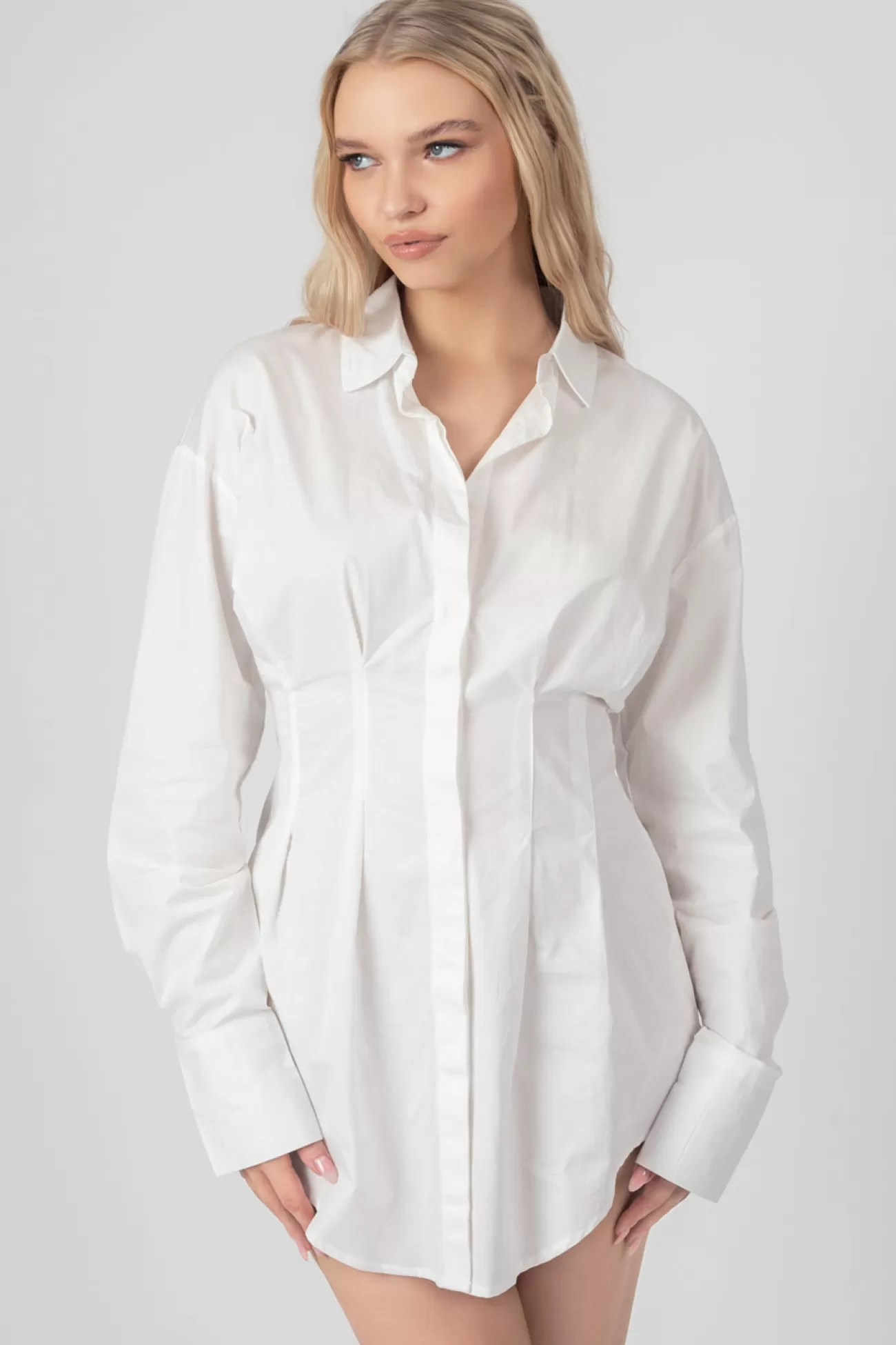 Public Desire Corset Waist Shirt Dress White Best