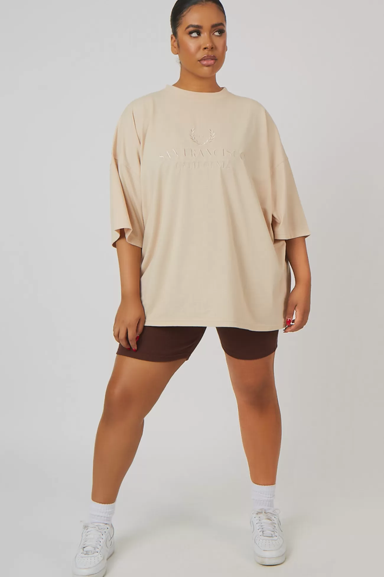Public Desire Curve Rib Cycling Shorts Chocolate Brown New