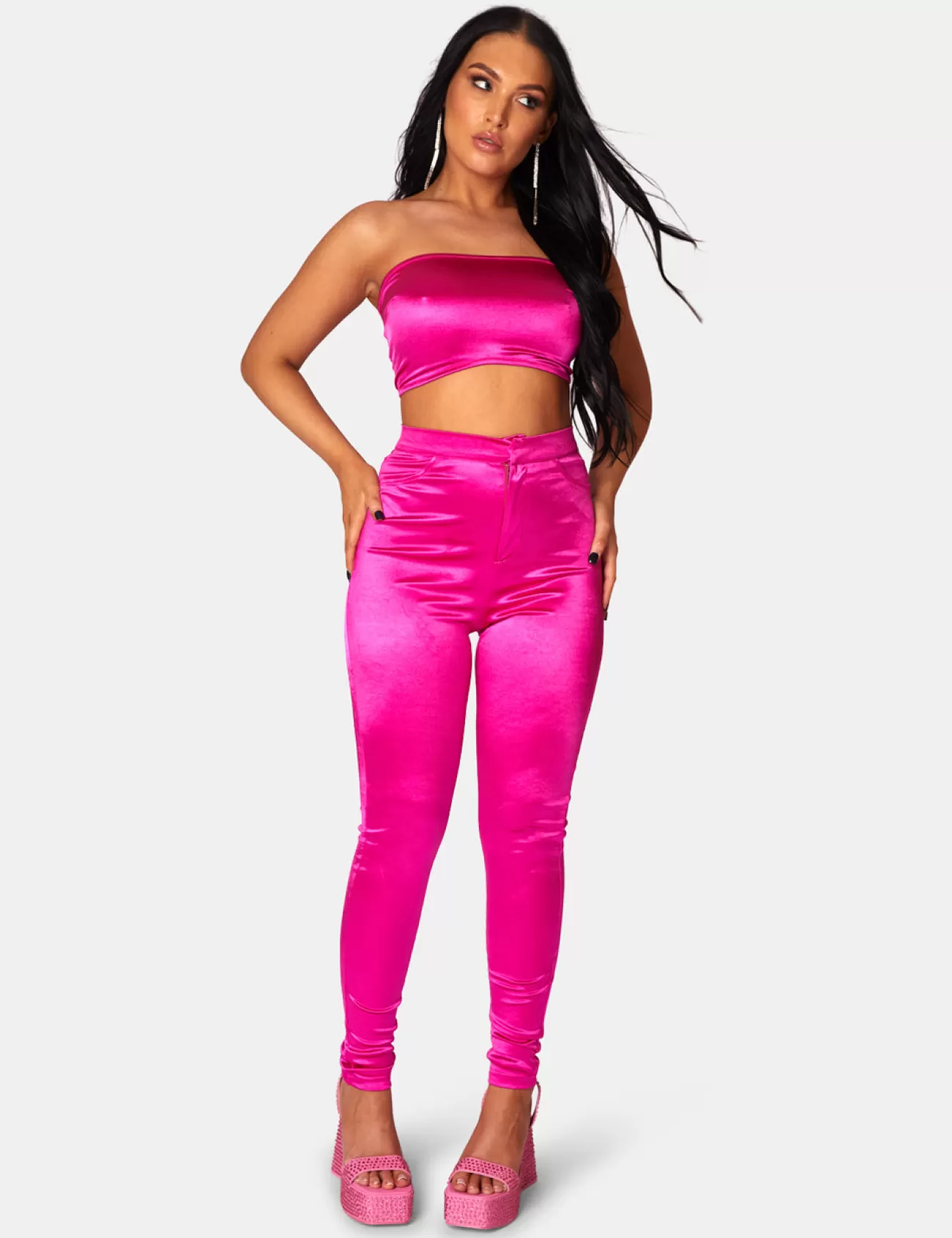 Public Desire Disco Skinny Leg Trousers Pink Flash Sale