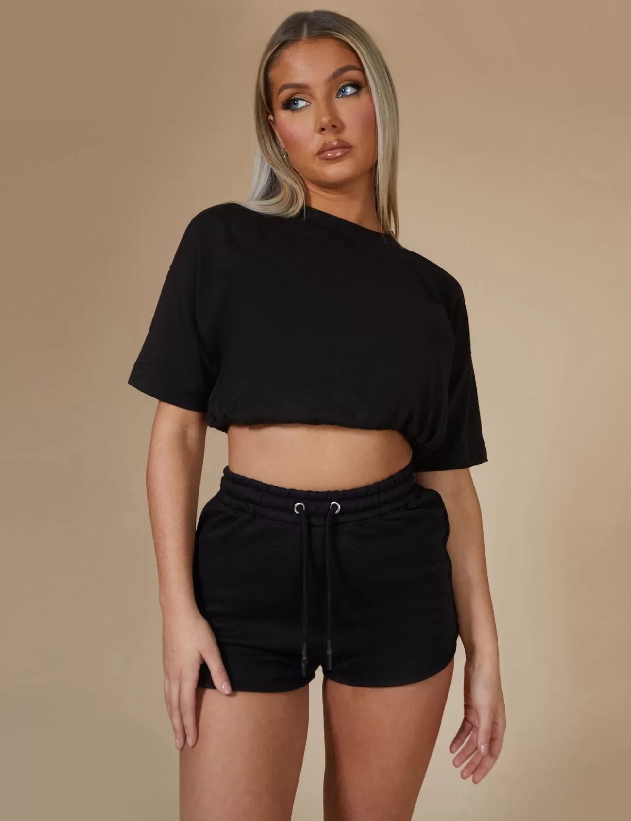 Public Desire Elasticated Waist Cropped T-Shirt Black Online