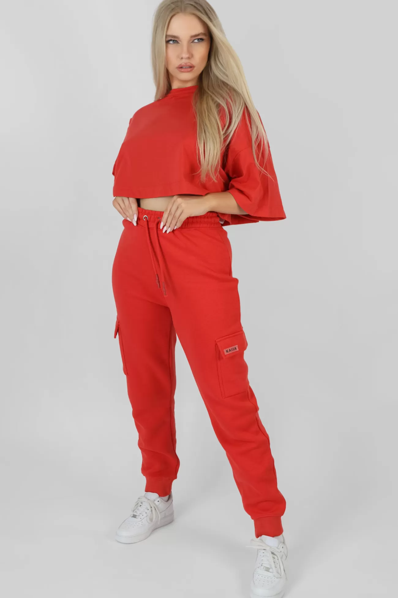 Public Desire Exposed Seam Oversized Cropped T-Shirt Red Cheap