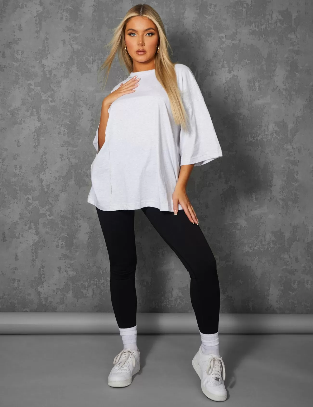 Public Desire Exposed Seam Oversized T Shirt Marl Oatmeal Fashion