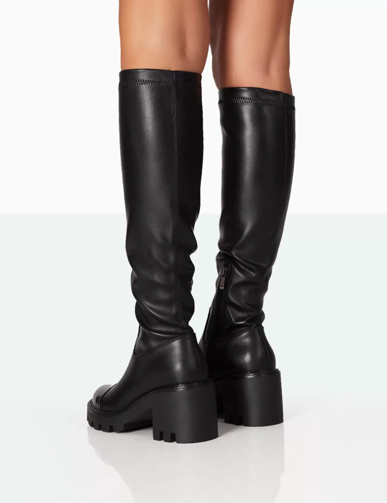Public Desire Fletch Pu Chunky Sole Over The Knee Boot Black Shop