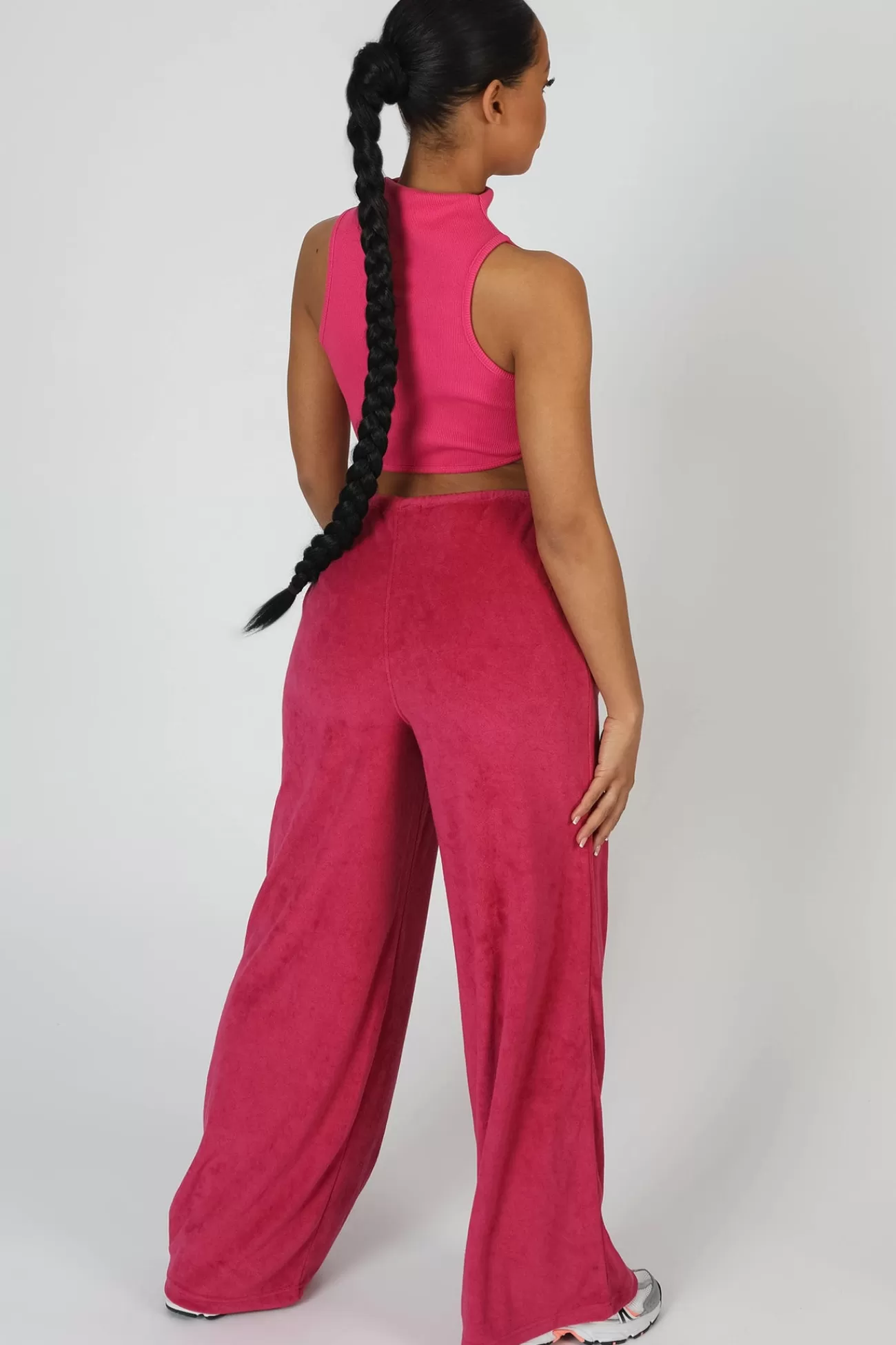 Public Desire High Neck Underbust Ribbed Crop Top Pink New