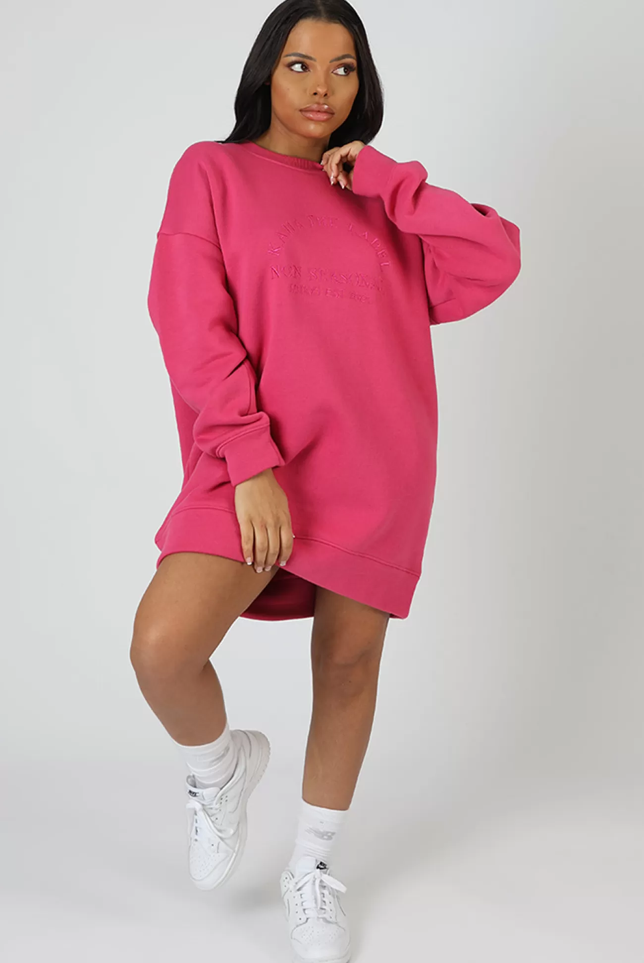 Public Desire Kaiia Embroidered Sweat Dress Pink New