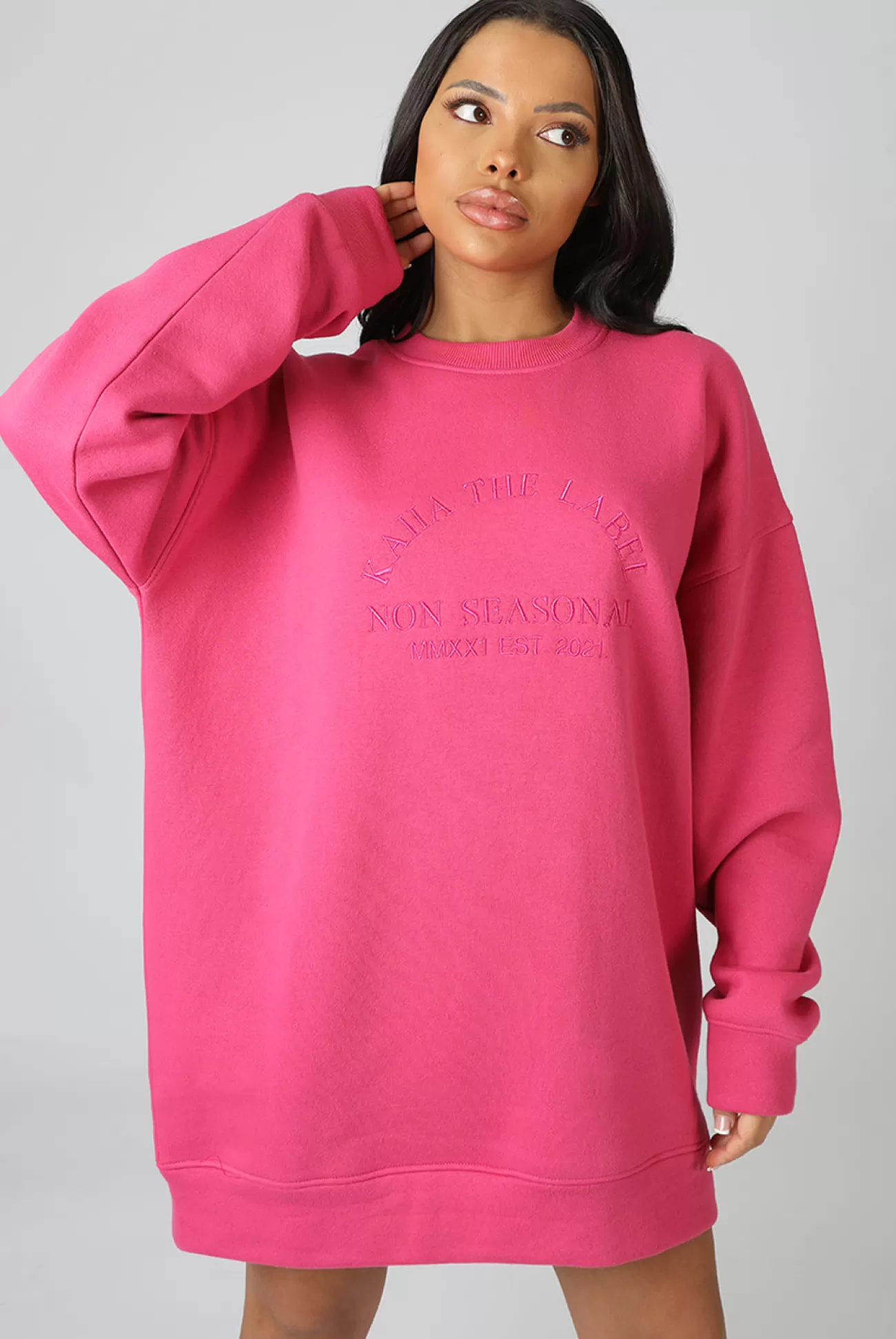 Public Desire Kaiia Embroidered Sweat Dress Pink New