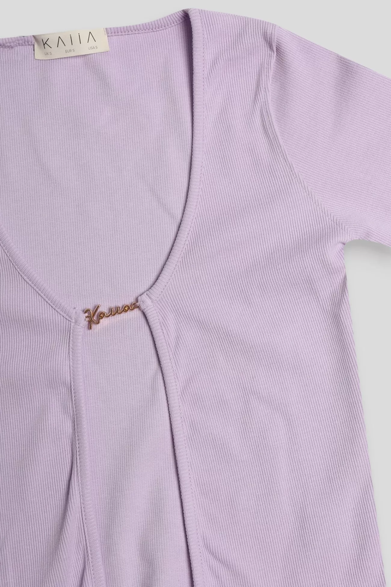 Public Desire Kaiia Trim Ribbed Top Lilac New