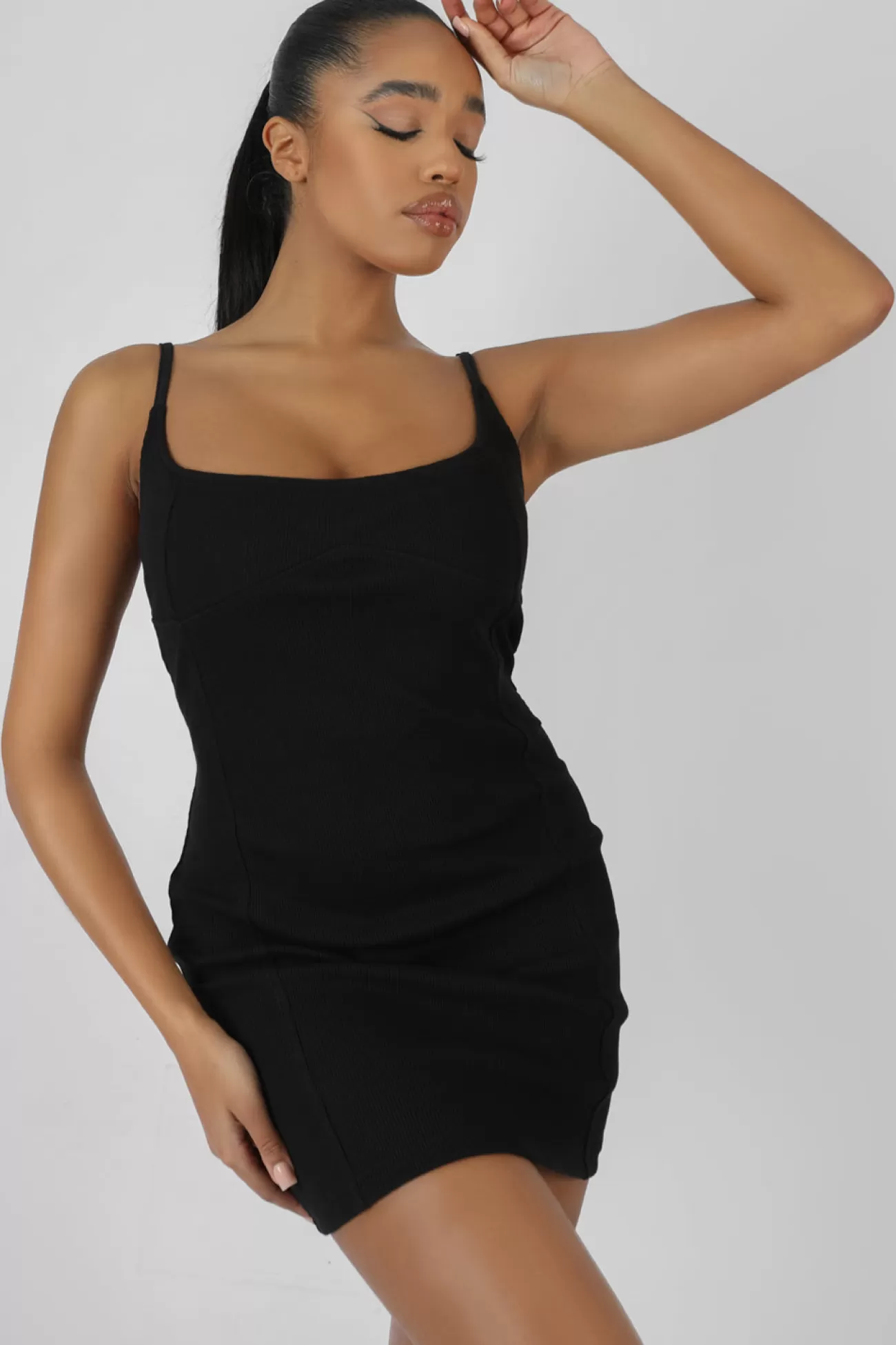 Public Desire Kaiia Underbust Ribbed Mini Dress Black Best