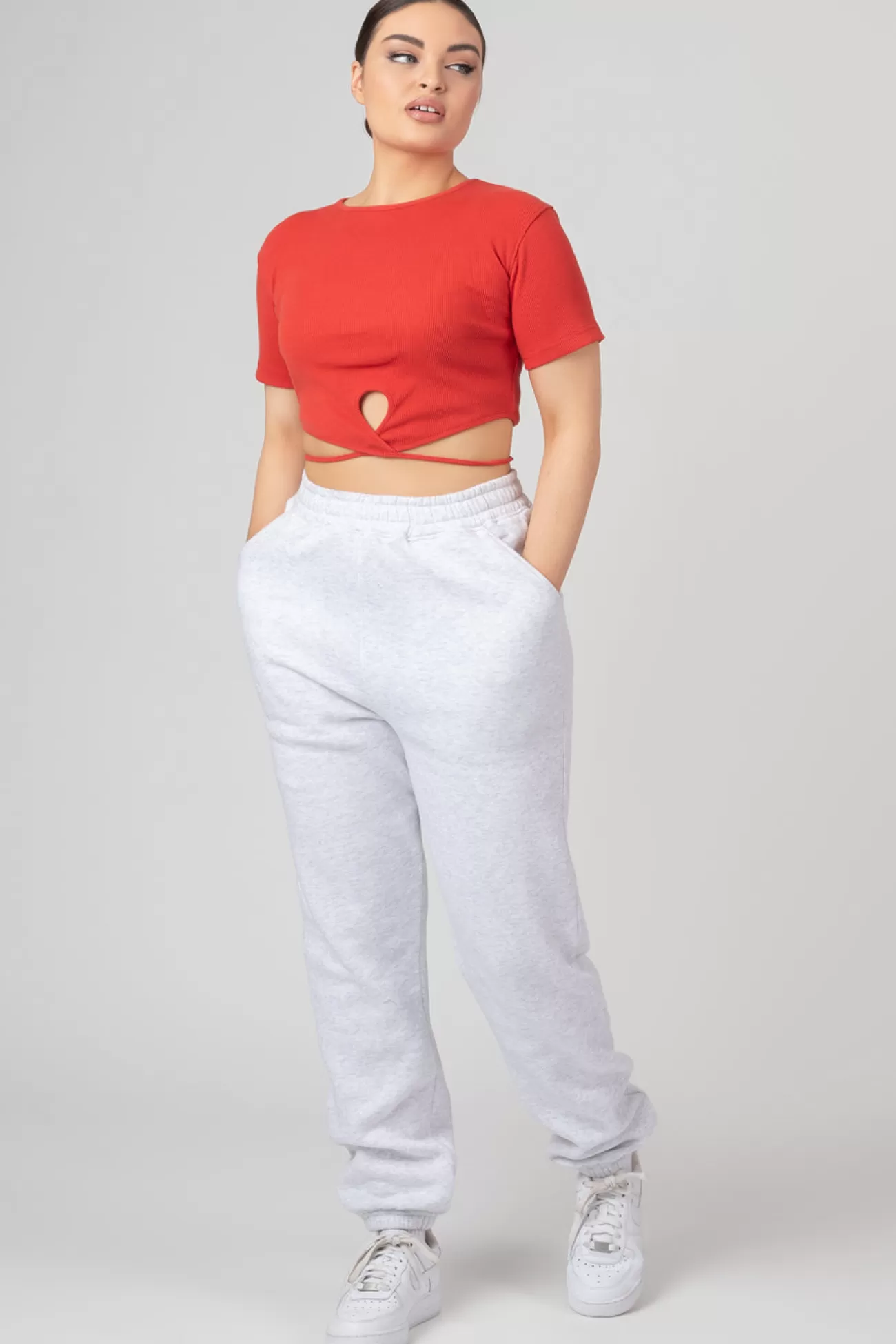 Public Desire Keyhole Wrap Crop Top Red Hot