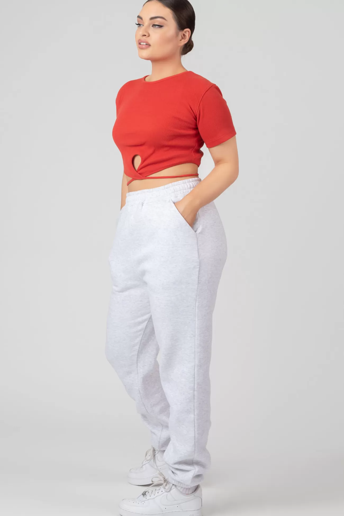Public Desire Keyhole Wrap Crop Top Red Hot