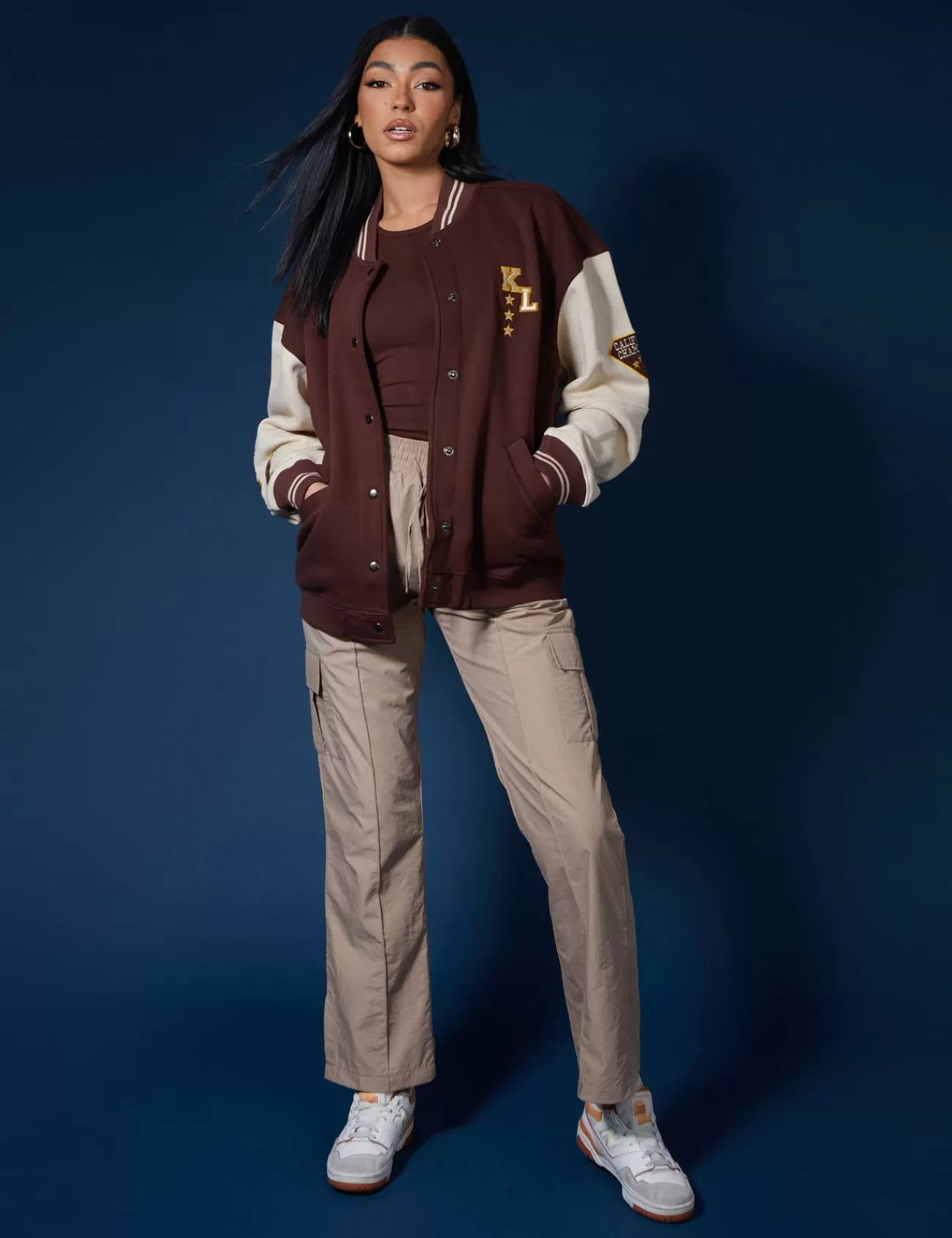Public Desire La Palm Tree Varsity Jacket Chocolate Fashion