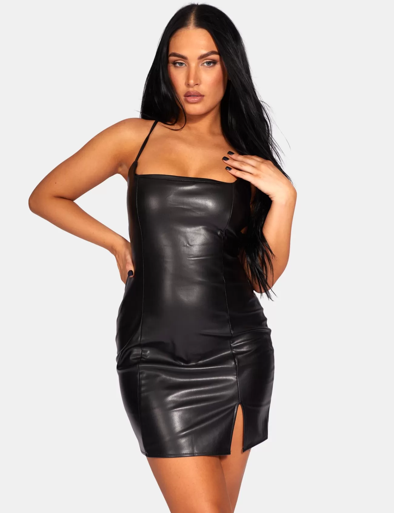 Public Desire Lace Up Pu Mini Dress Black Best Sale