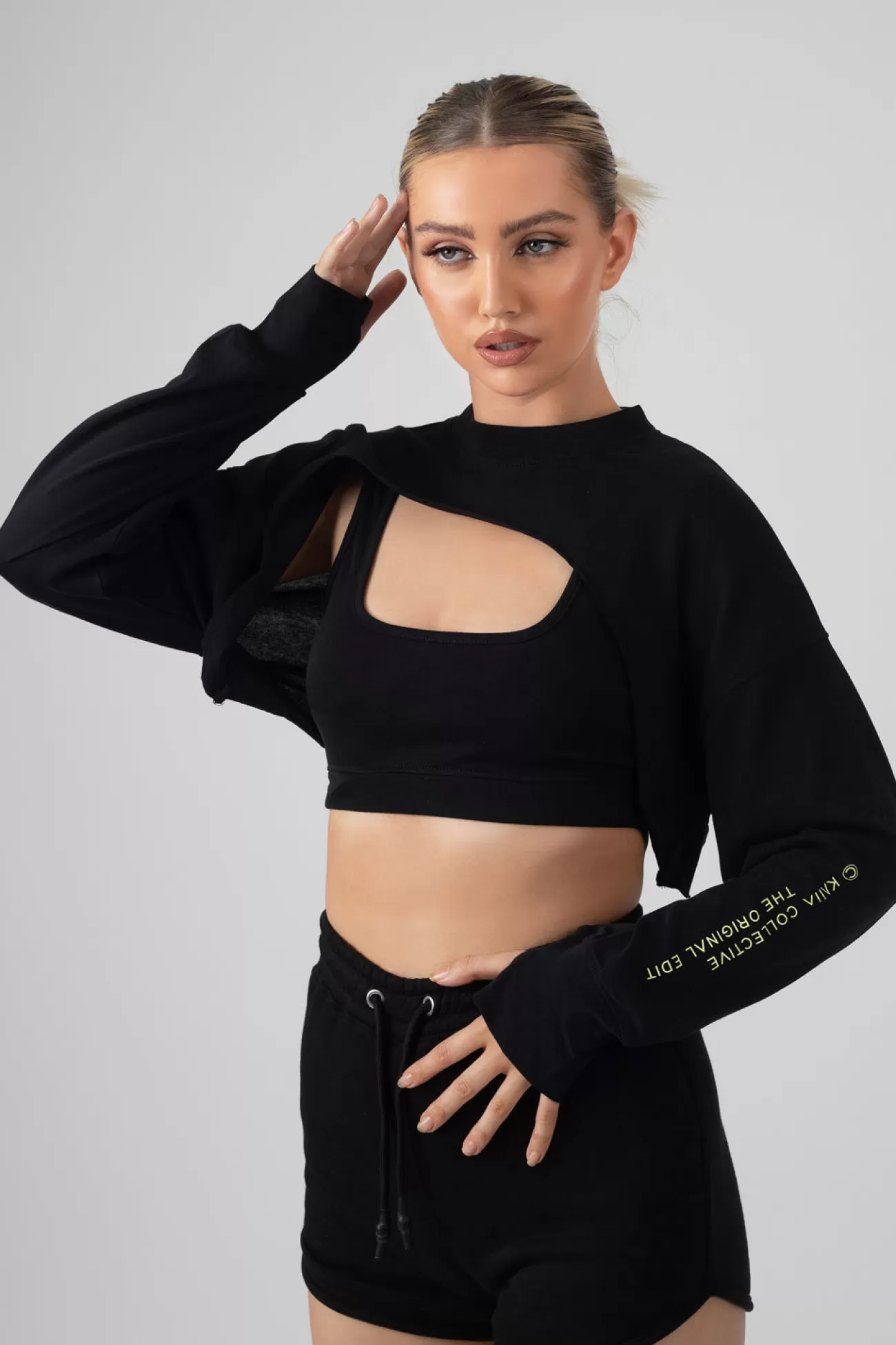 Public Desire Layered Cropped T-Shirt Black Clearance