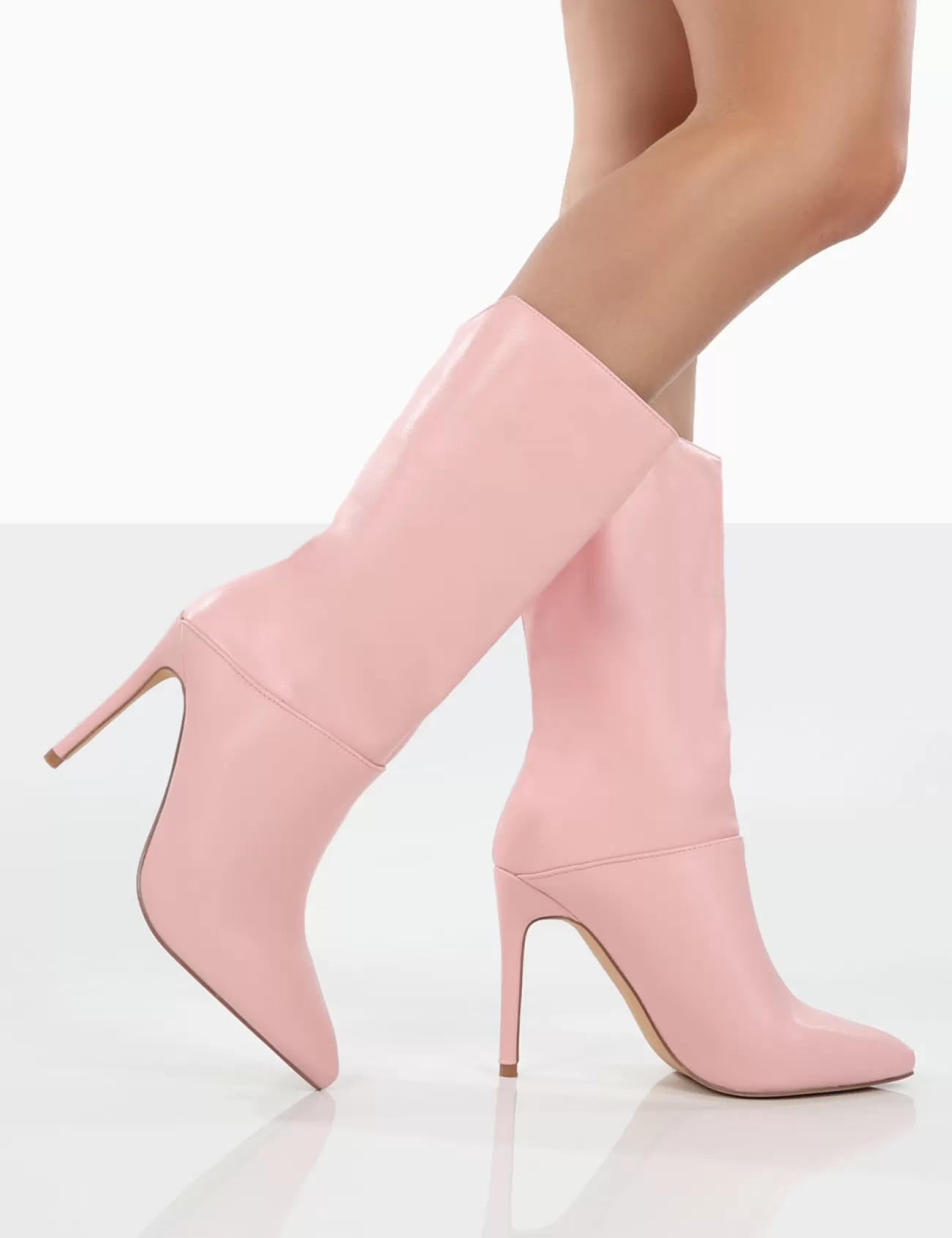 Public Desire Lisel Pu Pointed Toe Stiletto Heeled Ankle Boots Pink Outlet