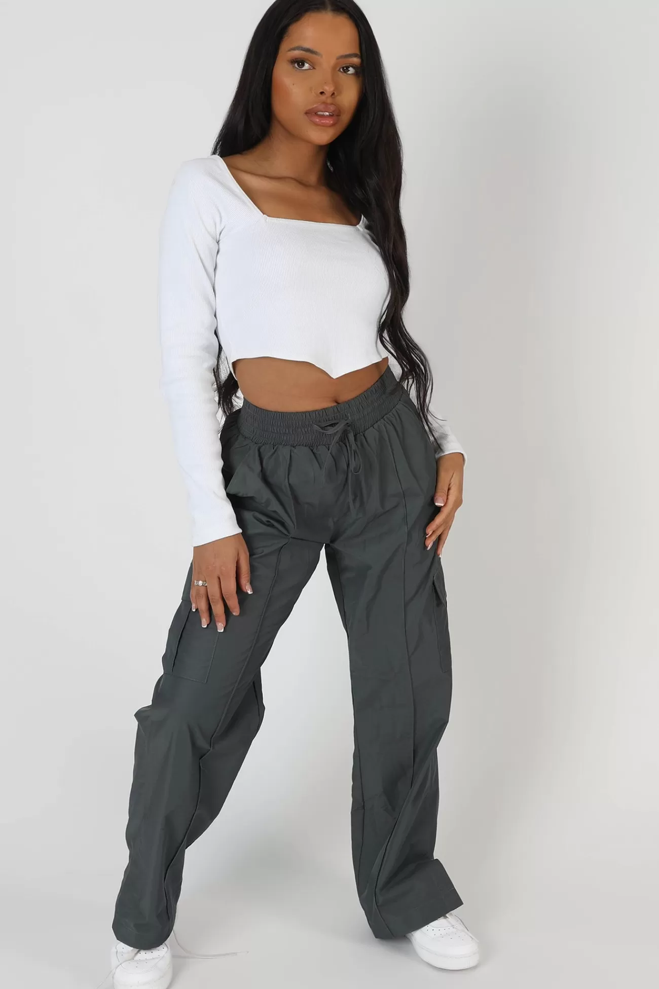 Public Desire Long Sleeve Hankey Crop Top White Best