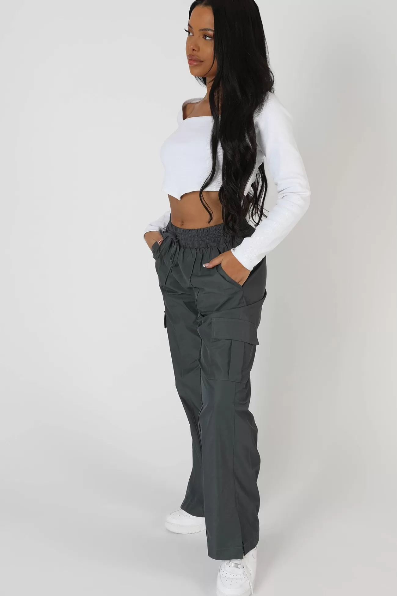 Public Desire Long Sleeve Hankey Crop Top White Best