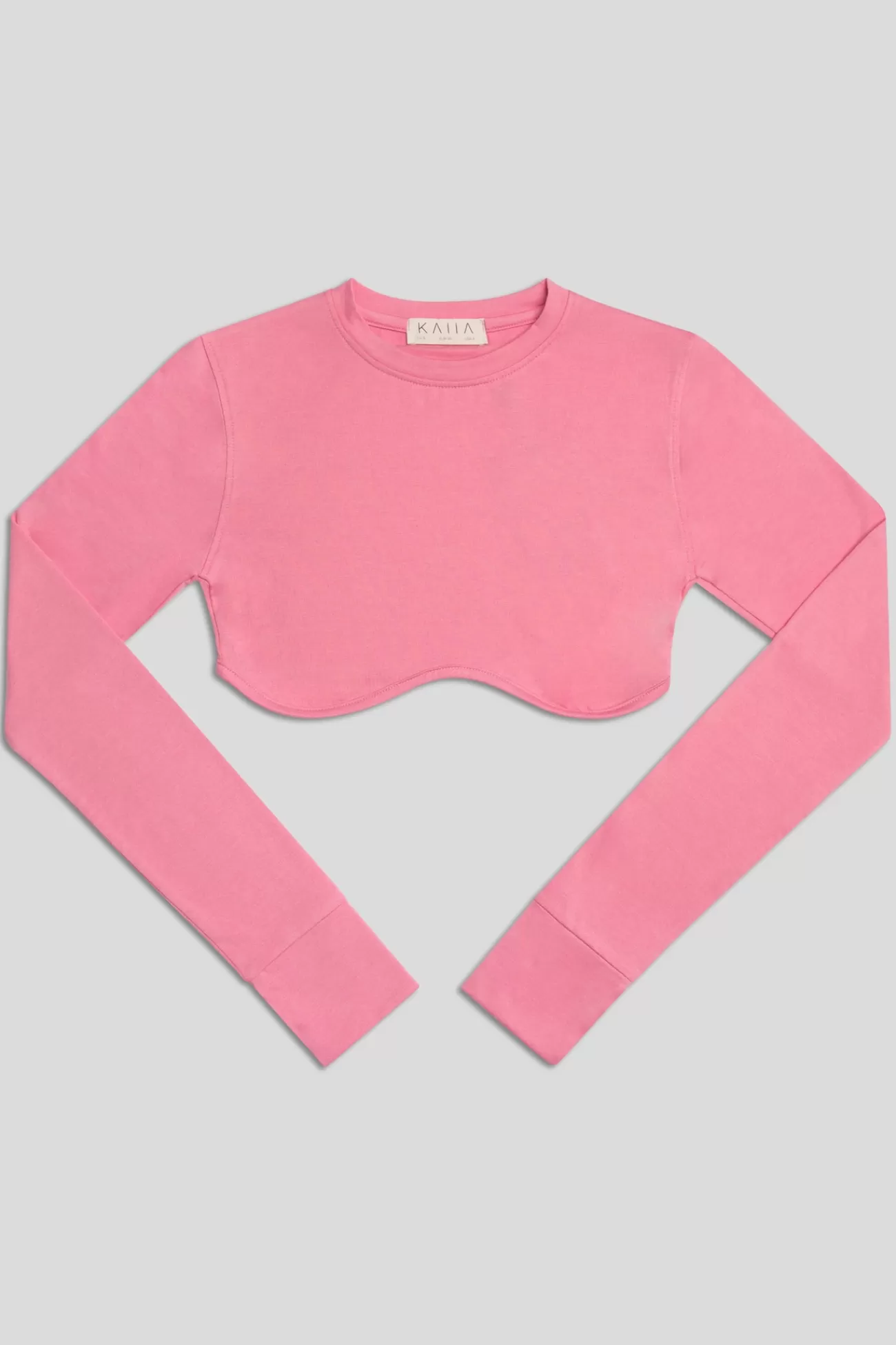 Public Desire Long Sleeve Underbust Crop Top Pink Clearance