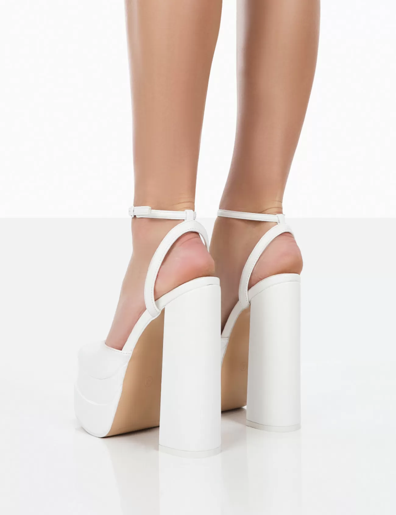 Public Desire Moonchild Pu Closed Toe Statement Platform Block Heels White Store