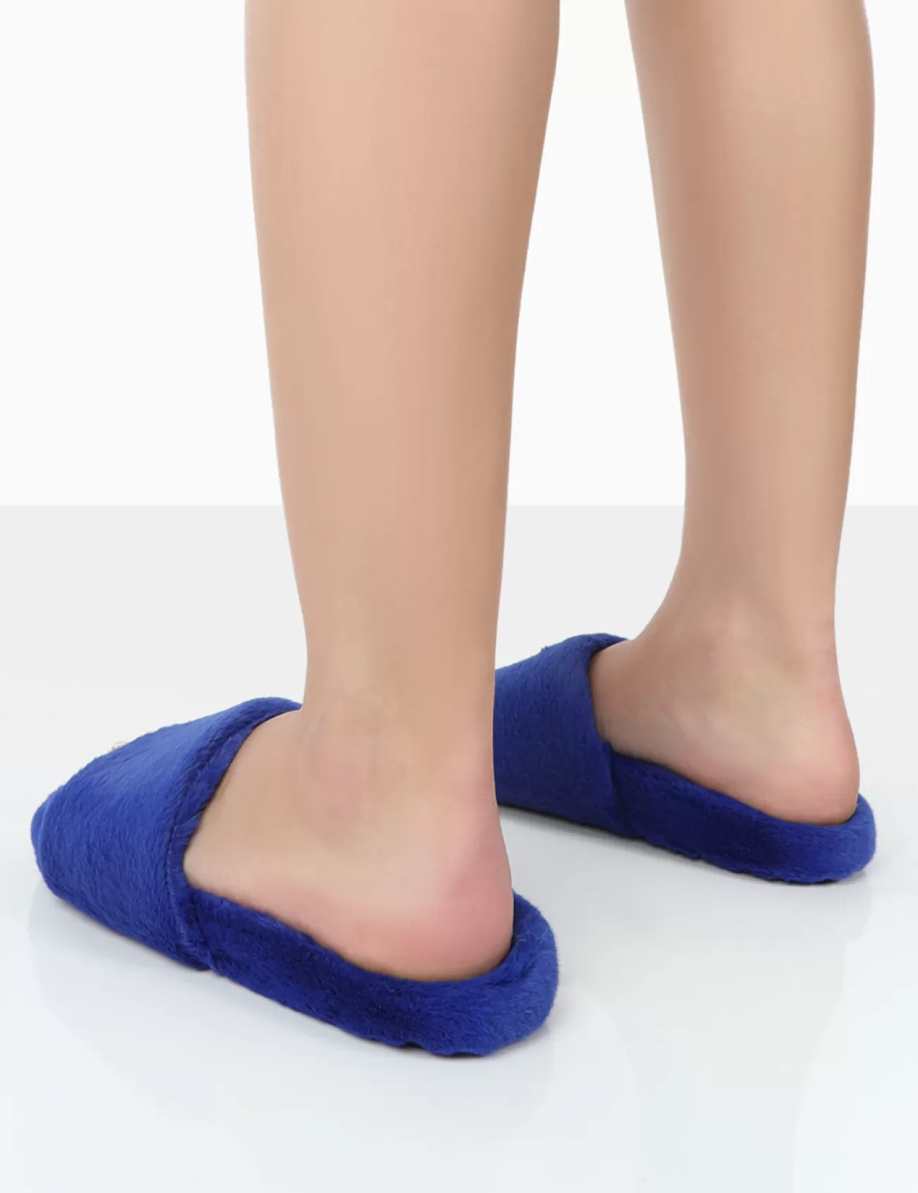Public Desire Namaste Fluffy Faux Fur Slippers Blue Online