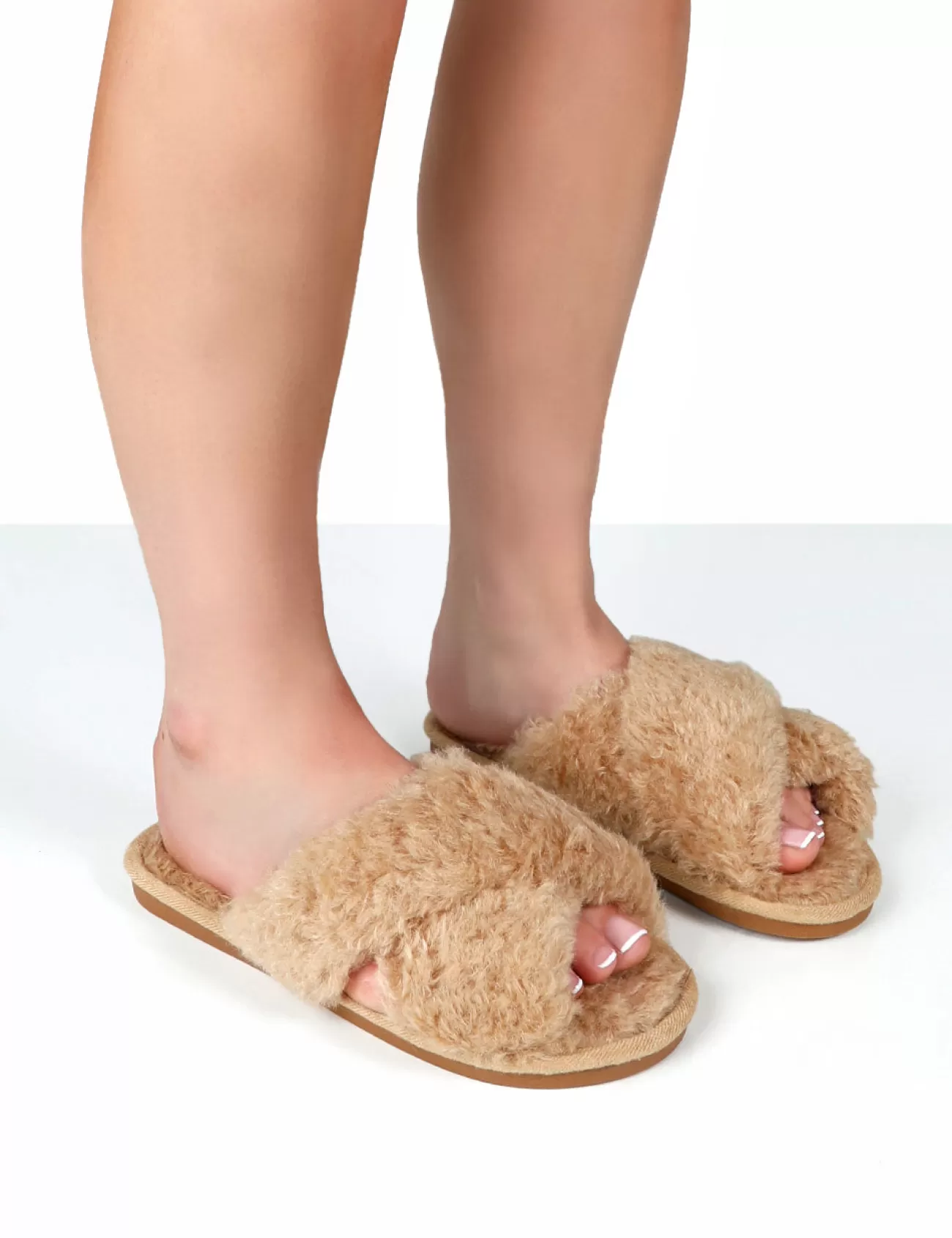 Public Desire Nightcap Cross Strap Slippers Beige Best