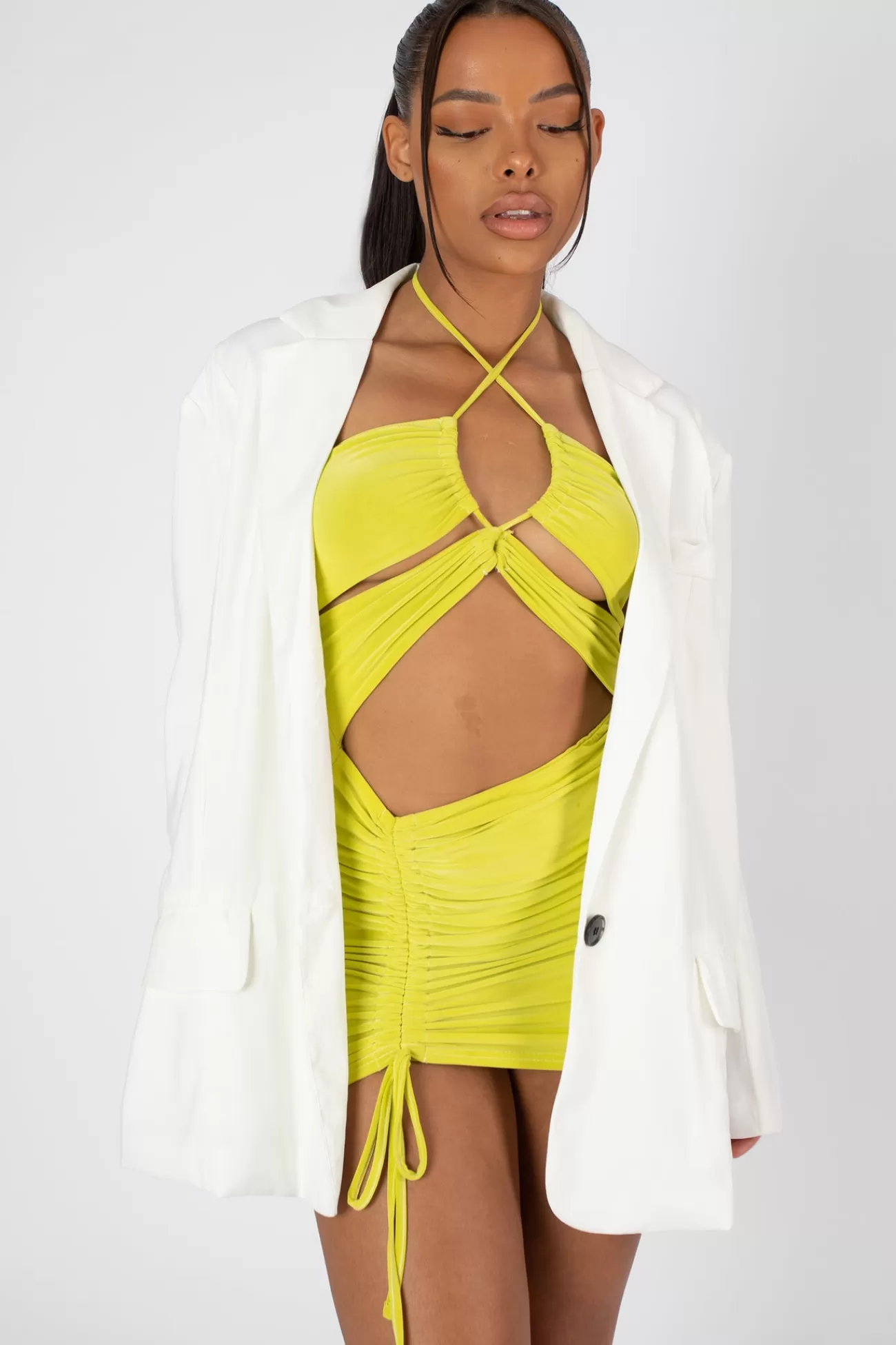 Public Desire Oversized Dad Blazer White Hot
