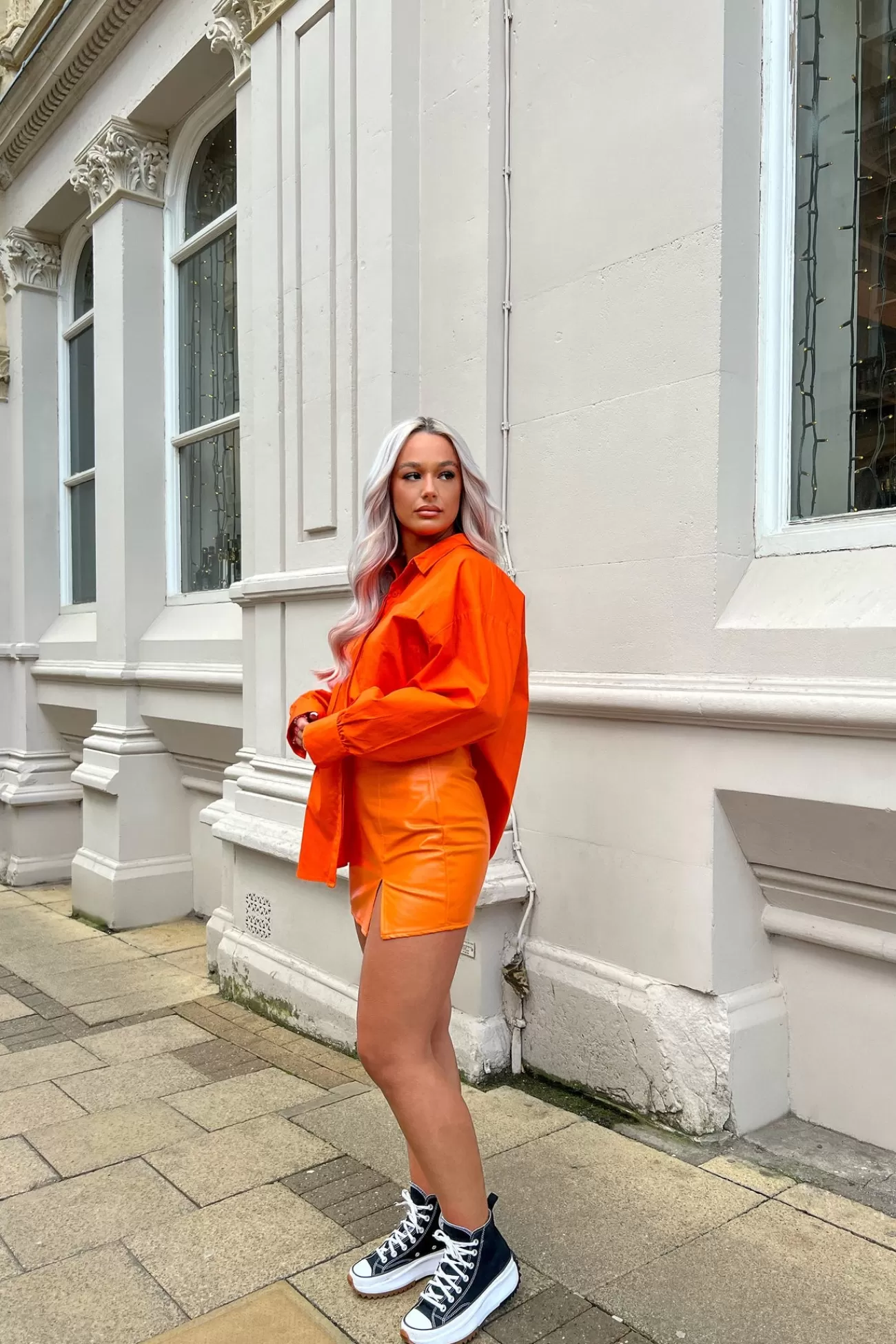 Public Desire Oversized Pocket Poplin Shirt Orange Discount