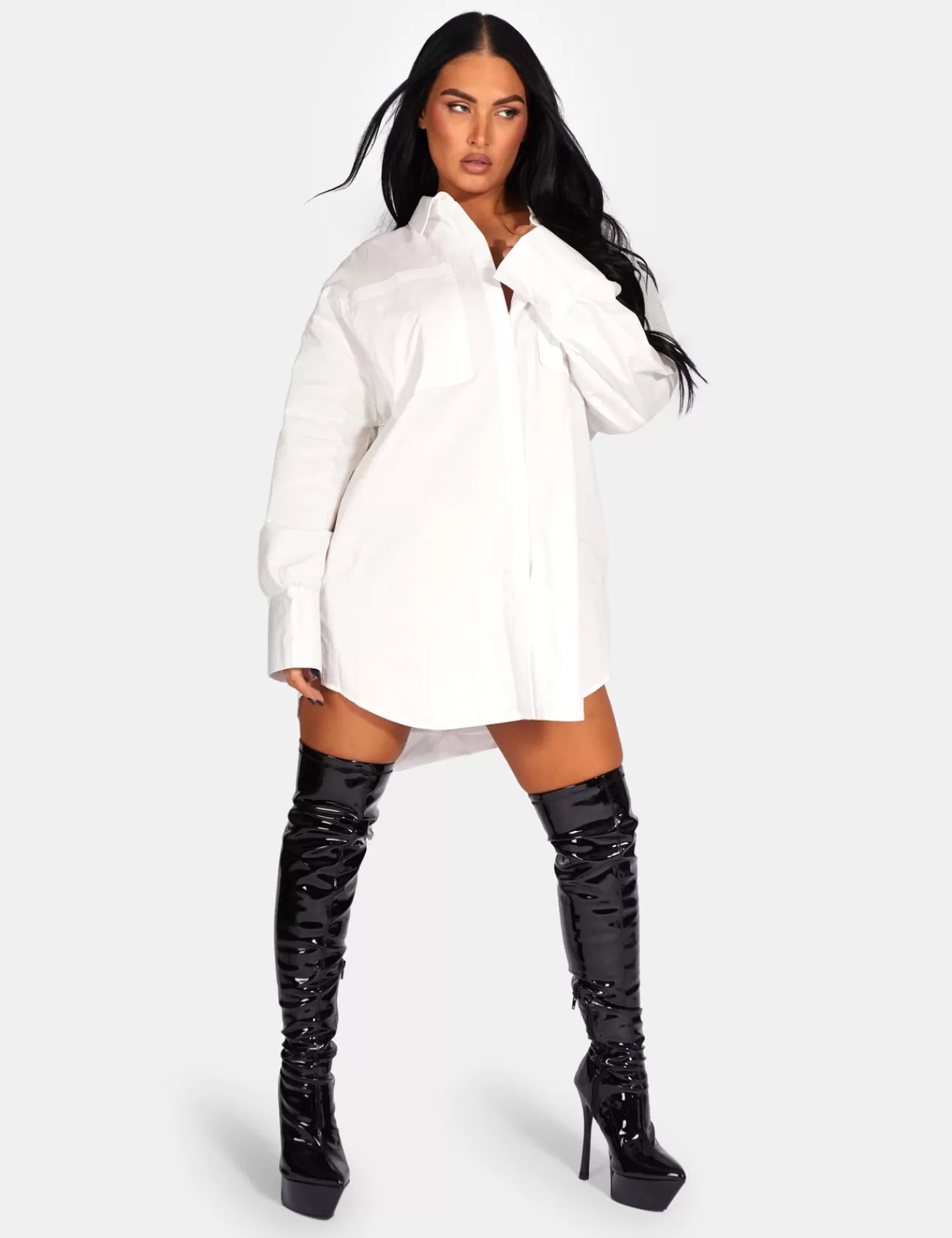 Public Desire Oversized Poplin Shirt Dress White Hot