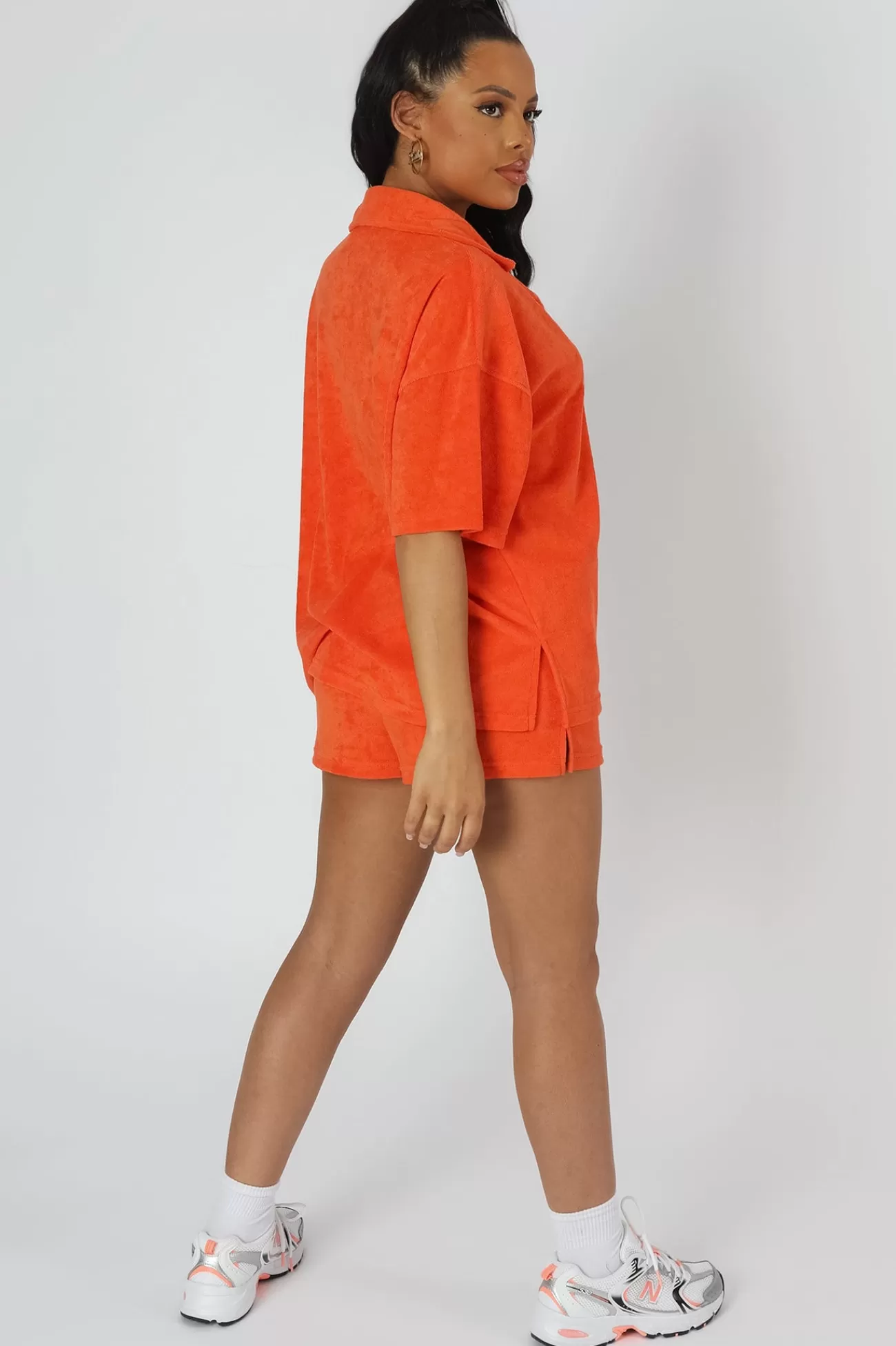 Public Desire Oversized Short Sleeve Towelling Shirt Orange Best Sale