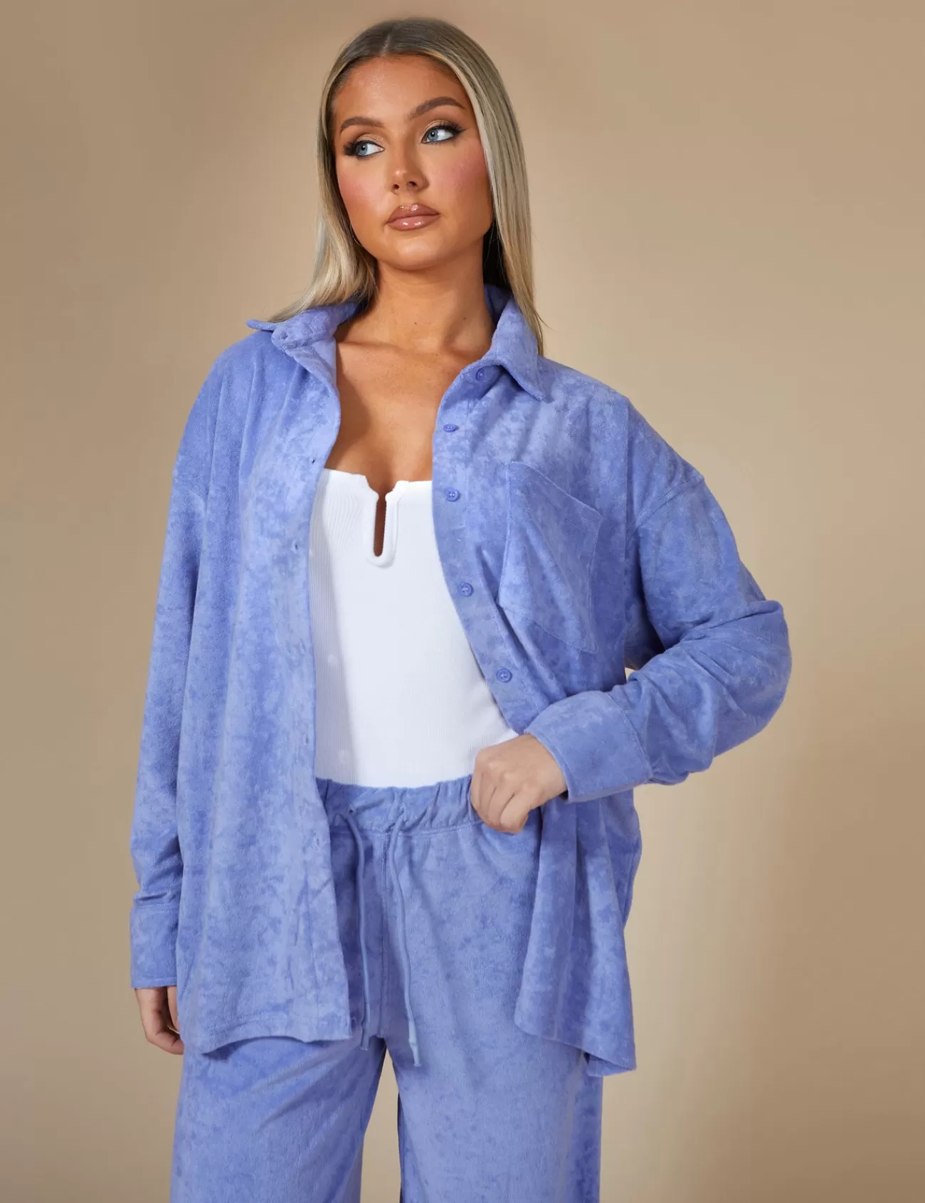 Public Desire Oversized Towelling Shirt Purple Cheap