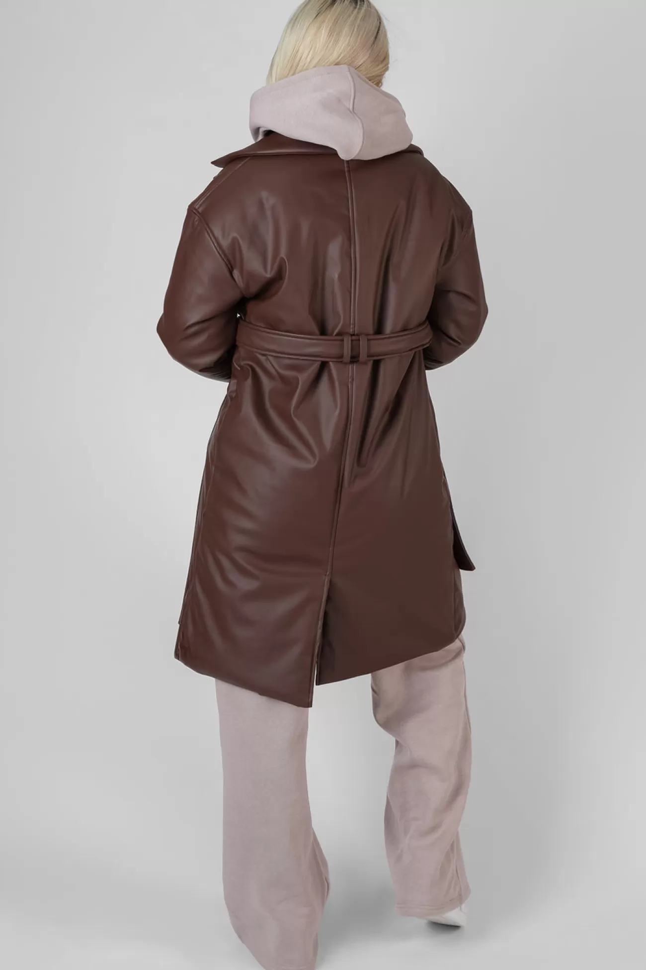 Public Desire Padded Pu Trench Chocolate Brown Best Sale