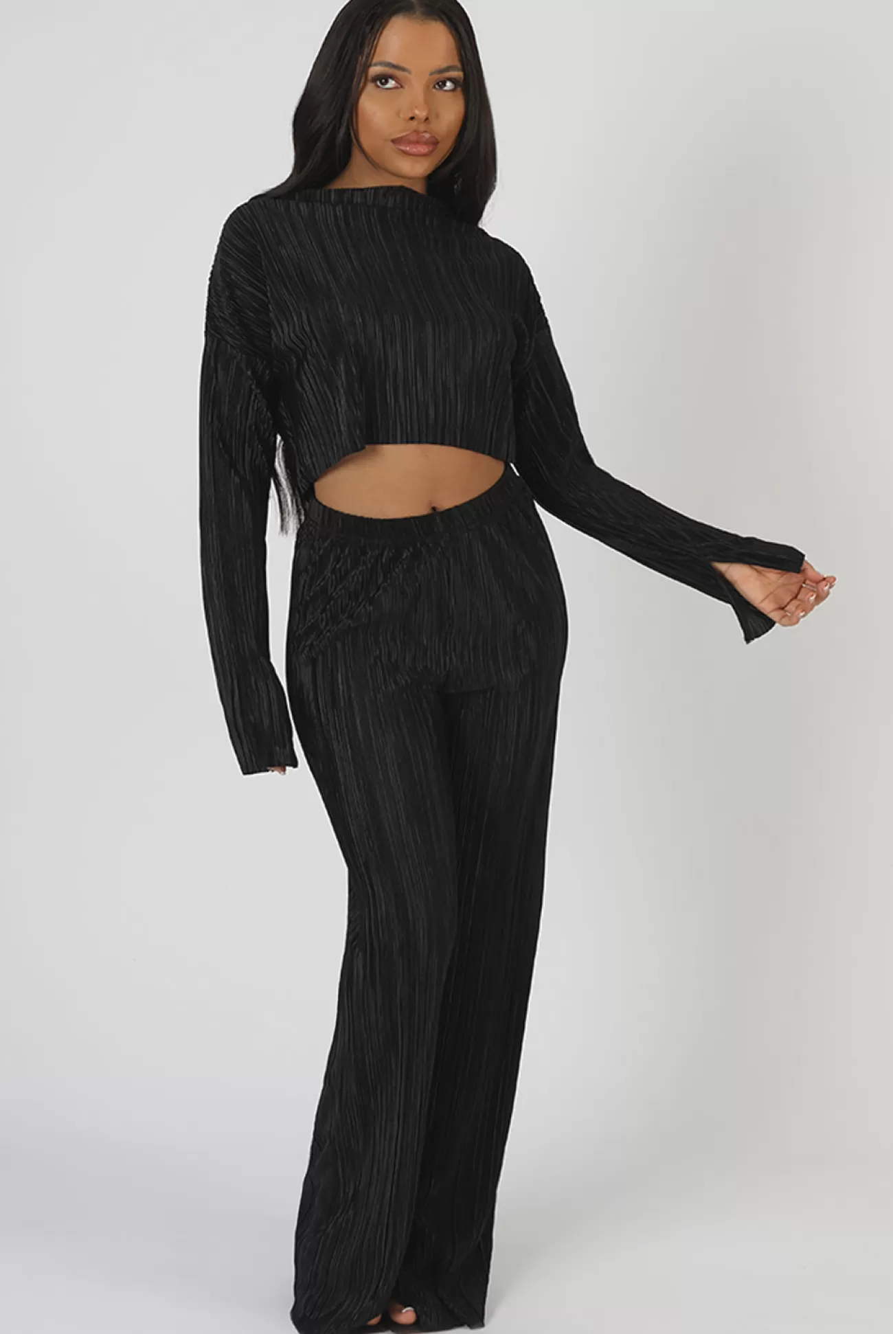 Public Desire Plisse Crop Top Black Fashion