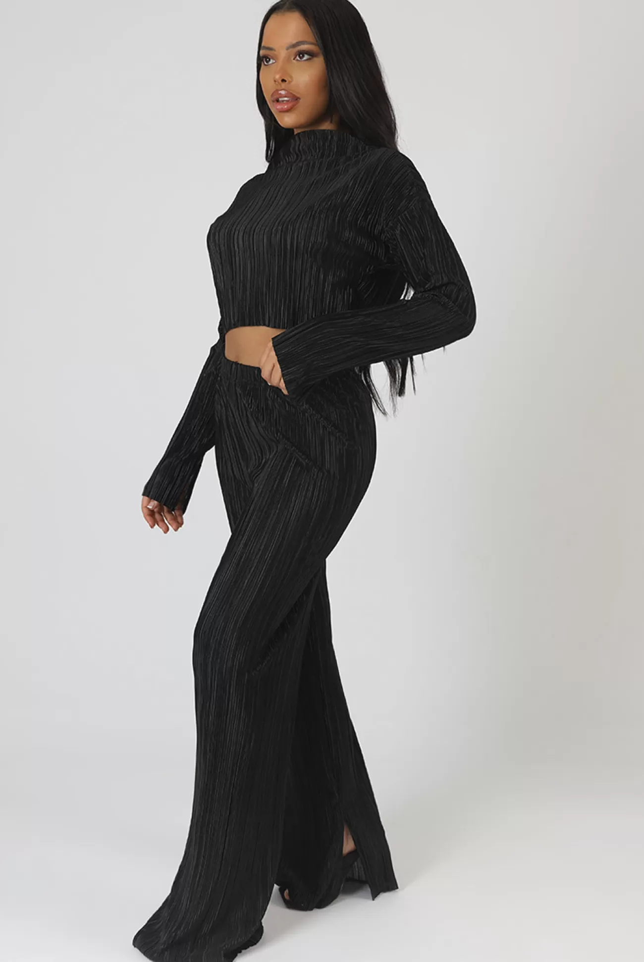 Public Desire Plisse Crop Top Black Fashion