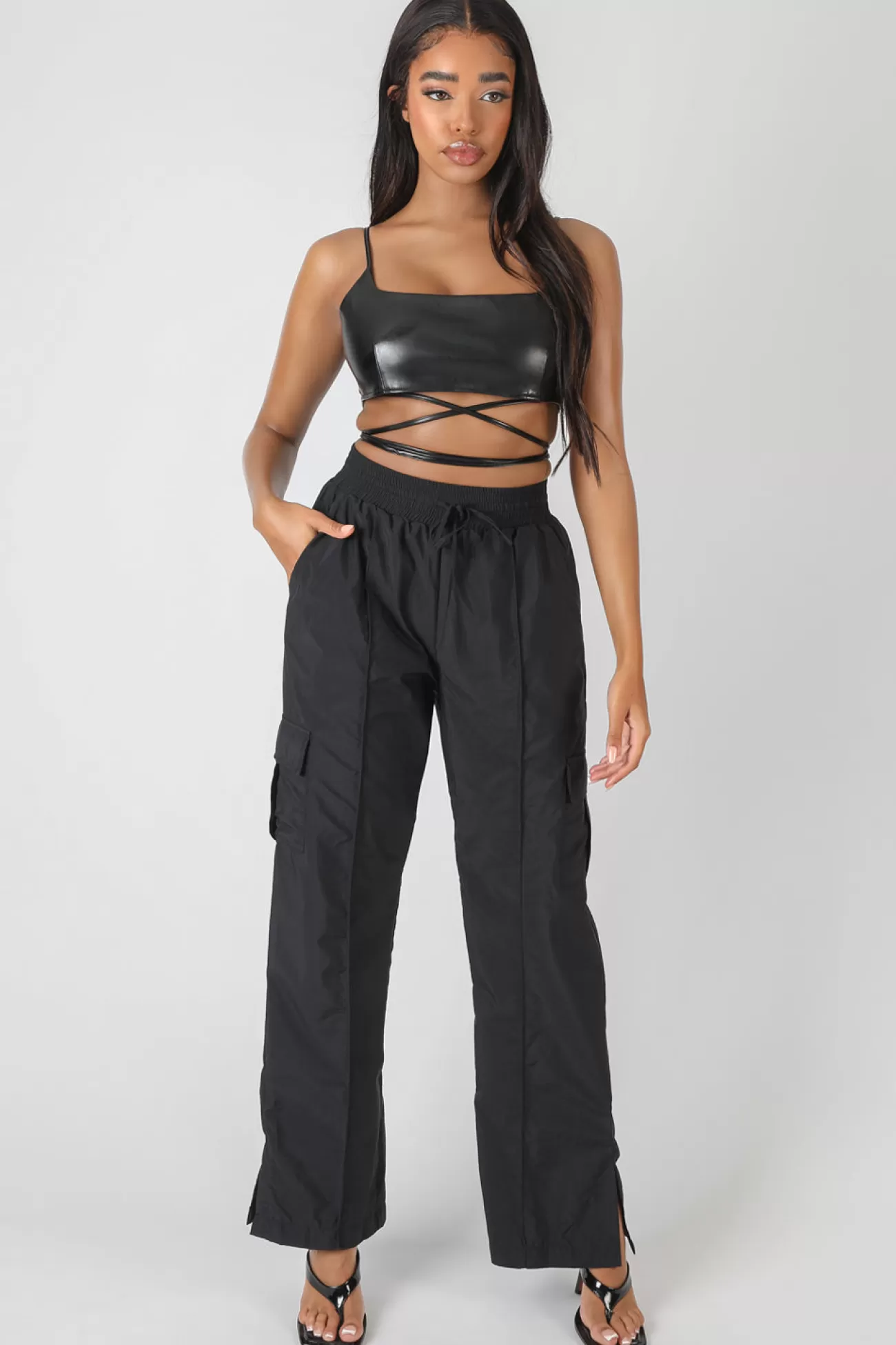 Public Desire Pu Square Neck Wrap Bralet Black Shop