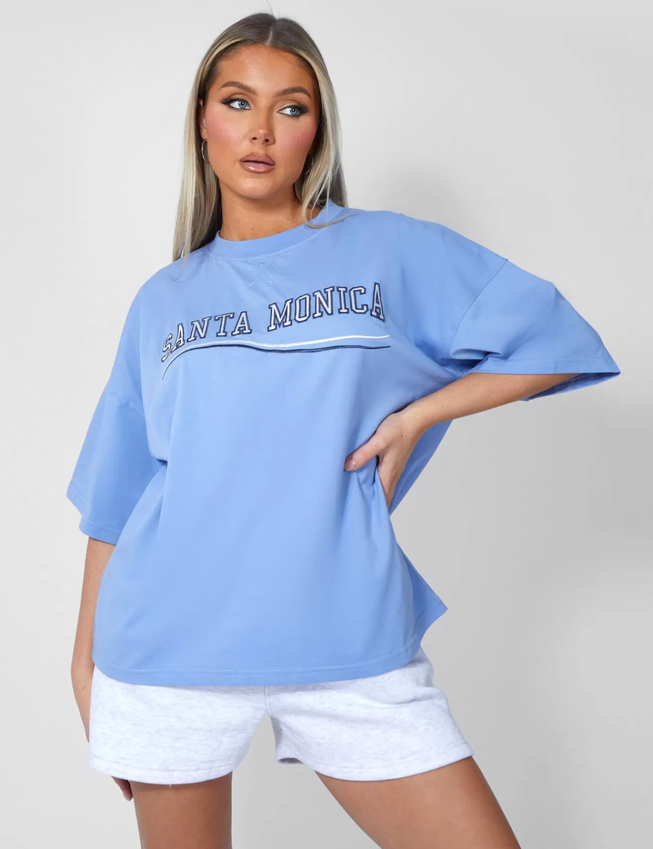 Public Desire Santa Monica Oversized T-Shirt Bluebell Best Sale