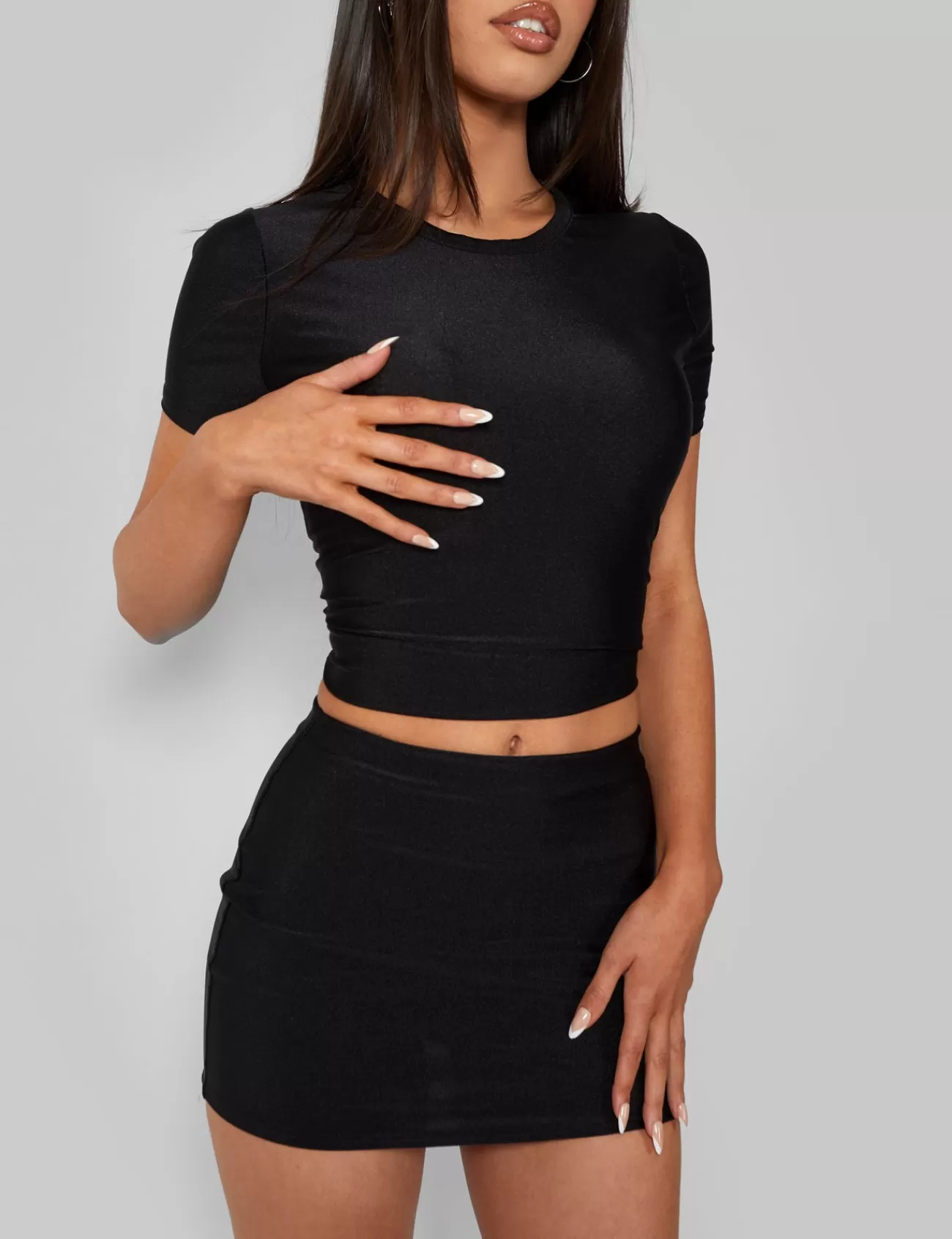 Public Desire Second Skin Short Sleeve Fitted T-Shirt Black Discount