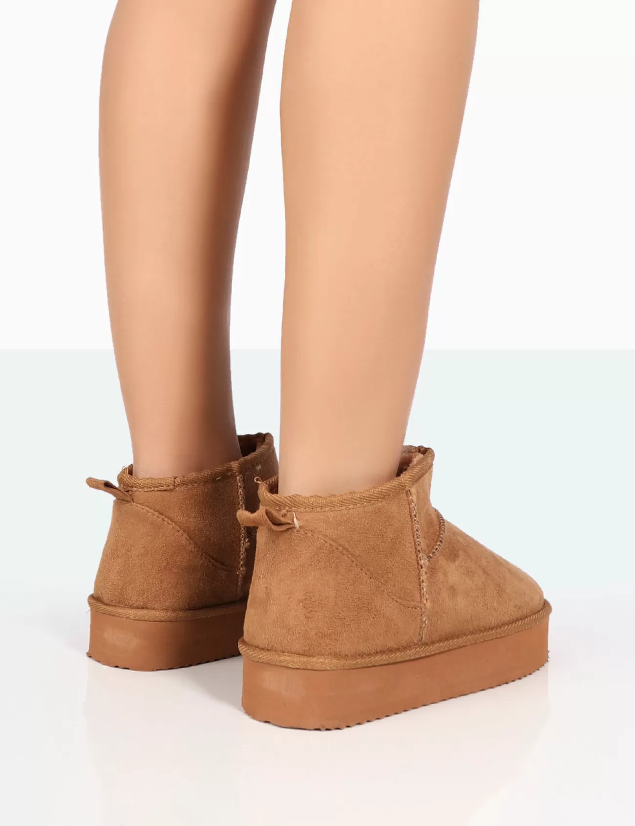 Public Desire Shorty Tan Faux Suede Ultra Mini Chunky Ankle Boots Best