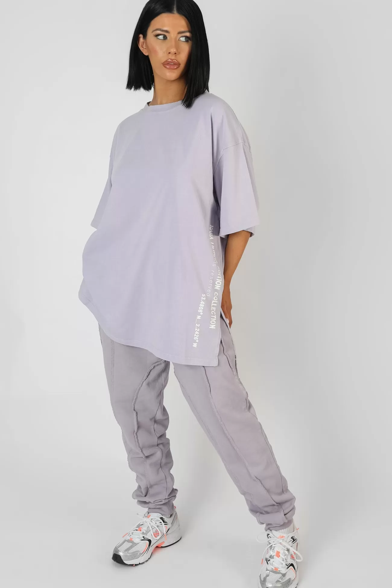 Public Desire Side Slogan Oversized T-Shirt Lilac Discount