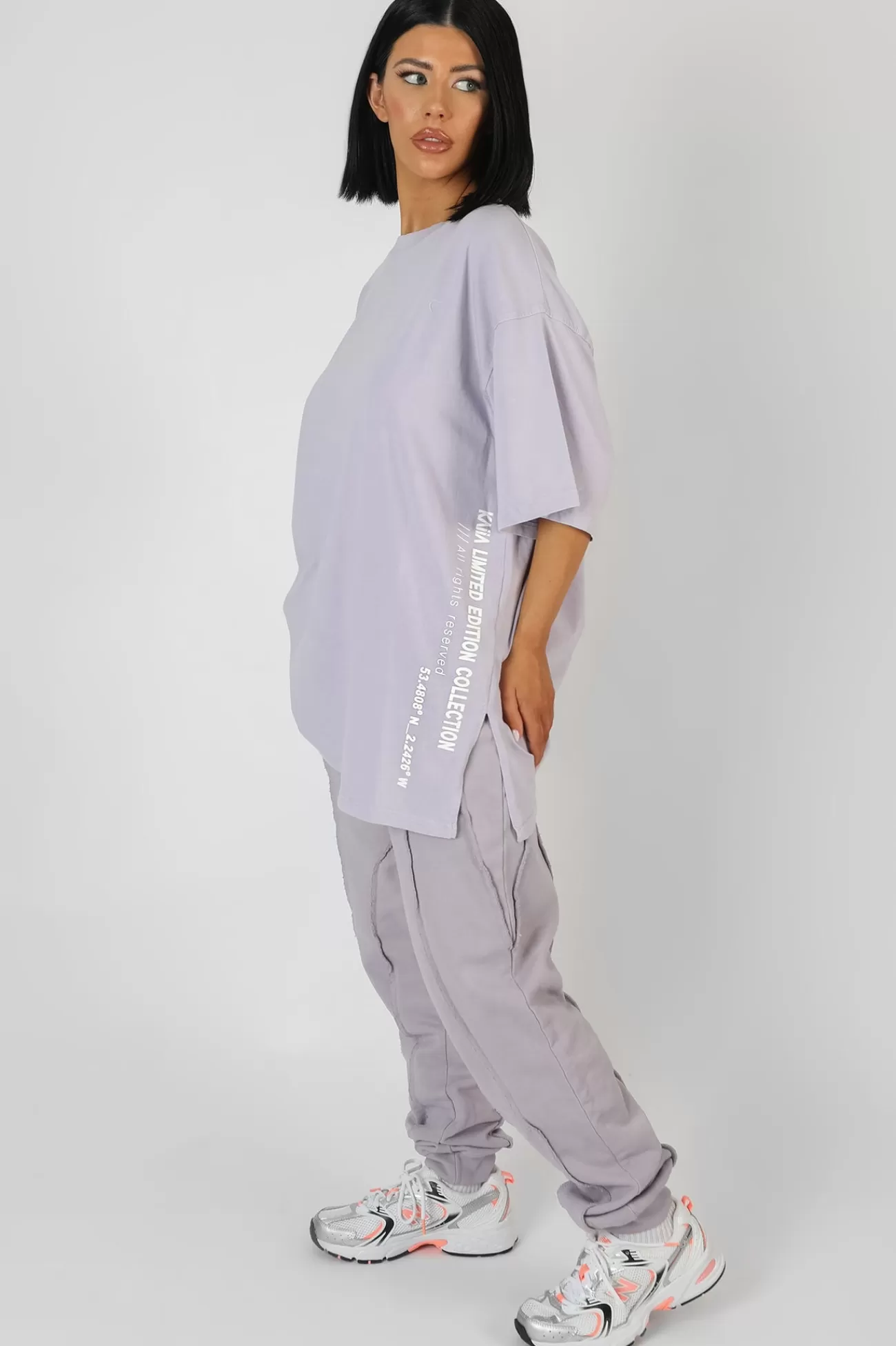 Public Desire Side Slogan Oversized T-Shirt Lilac Discount
