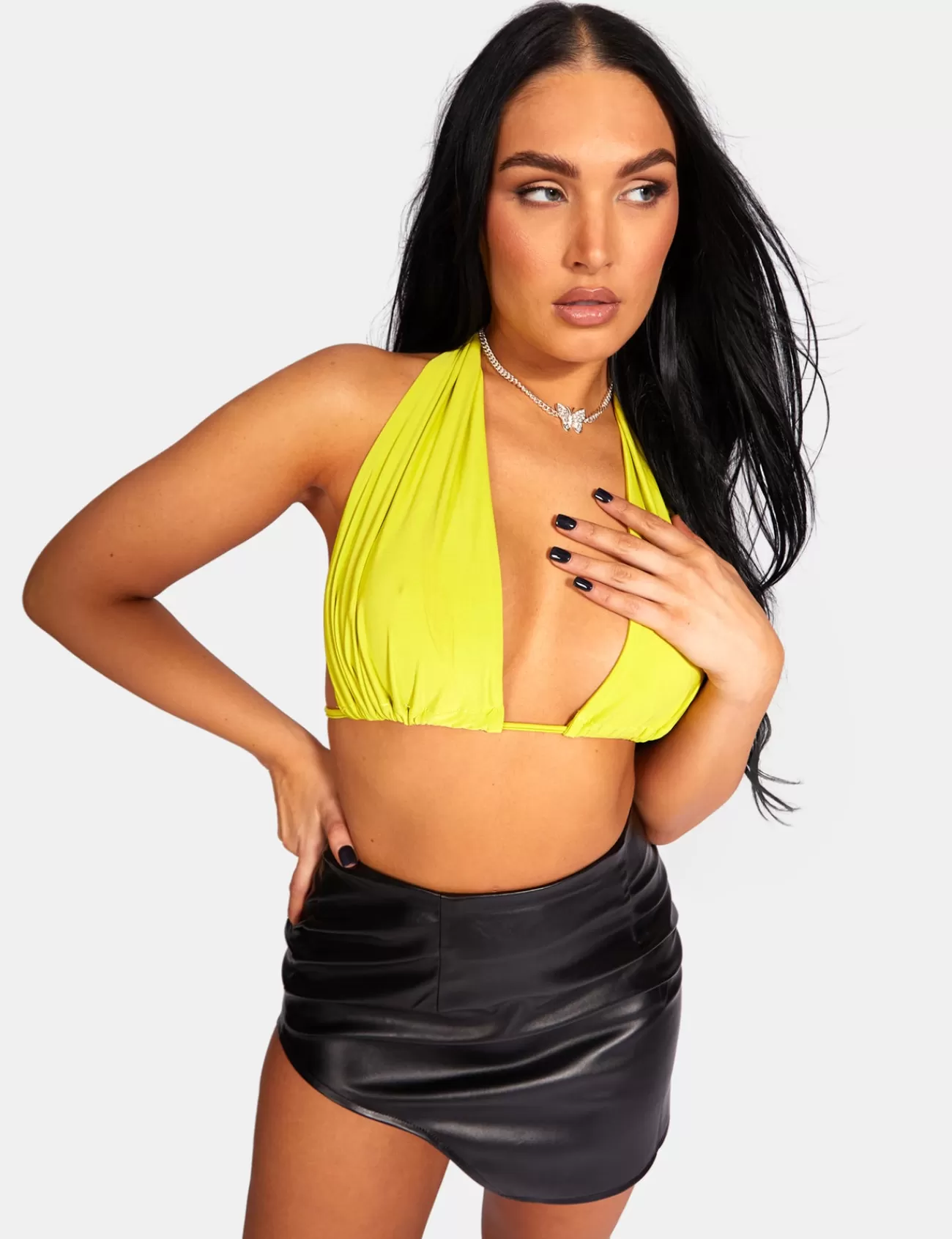 Public Desire Slinky Halterneck Top Lime Cheap