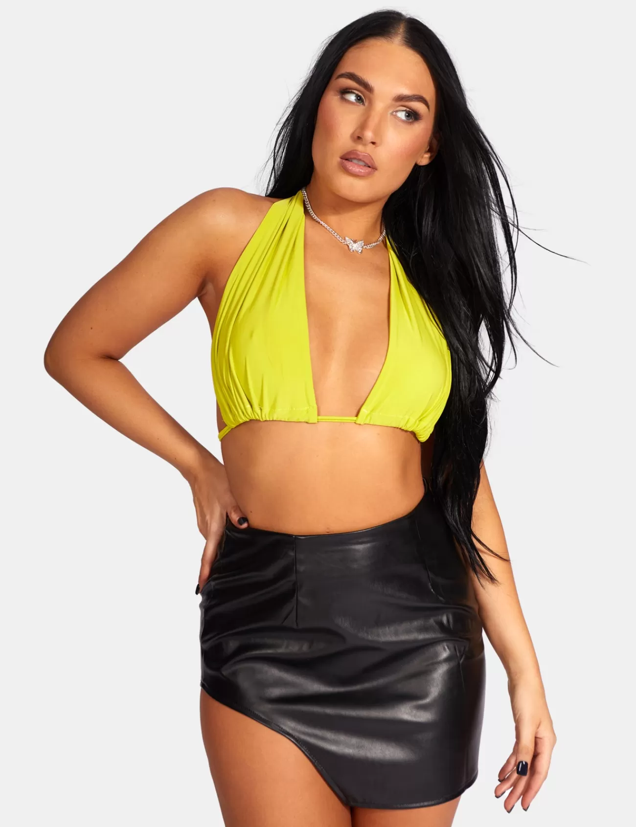 Public Desire Slinky Halterneck Top Lime Cheap