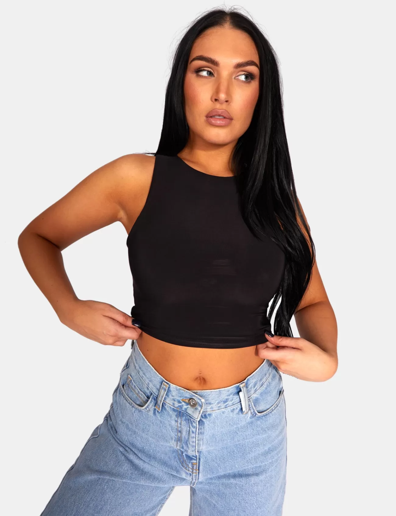 Public Desire Slinky Racer Top Black Discount
