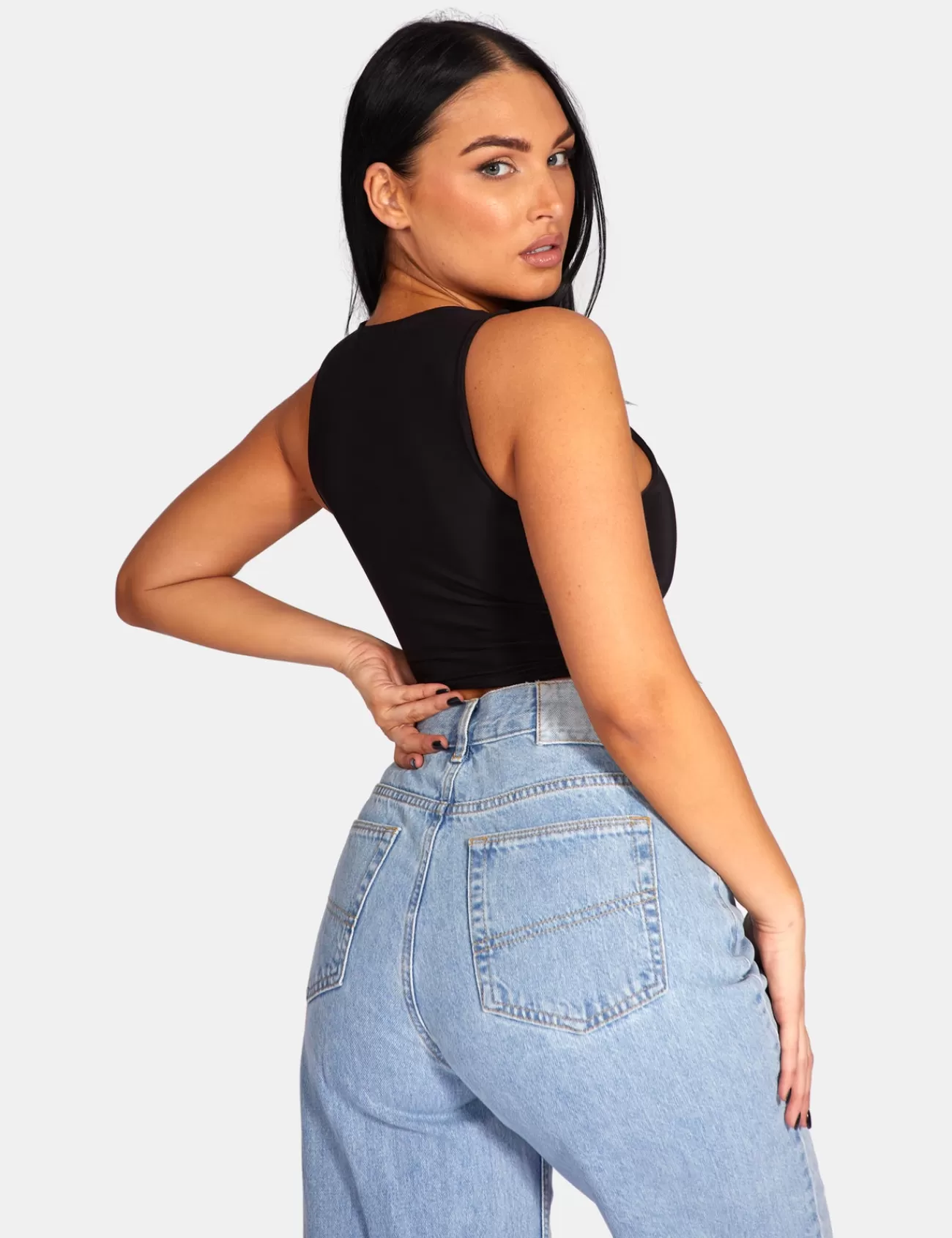 Public Desire Slinky Racer Top Black Discount