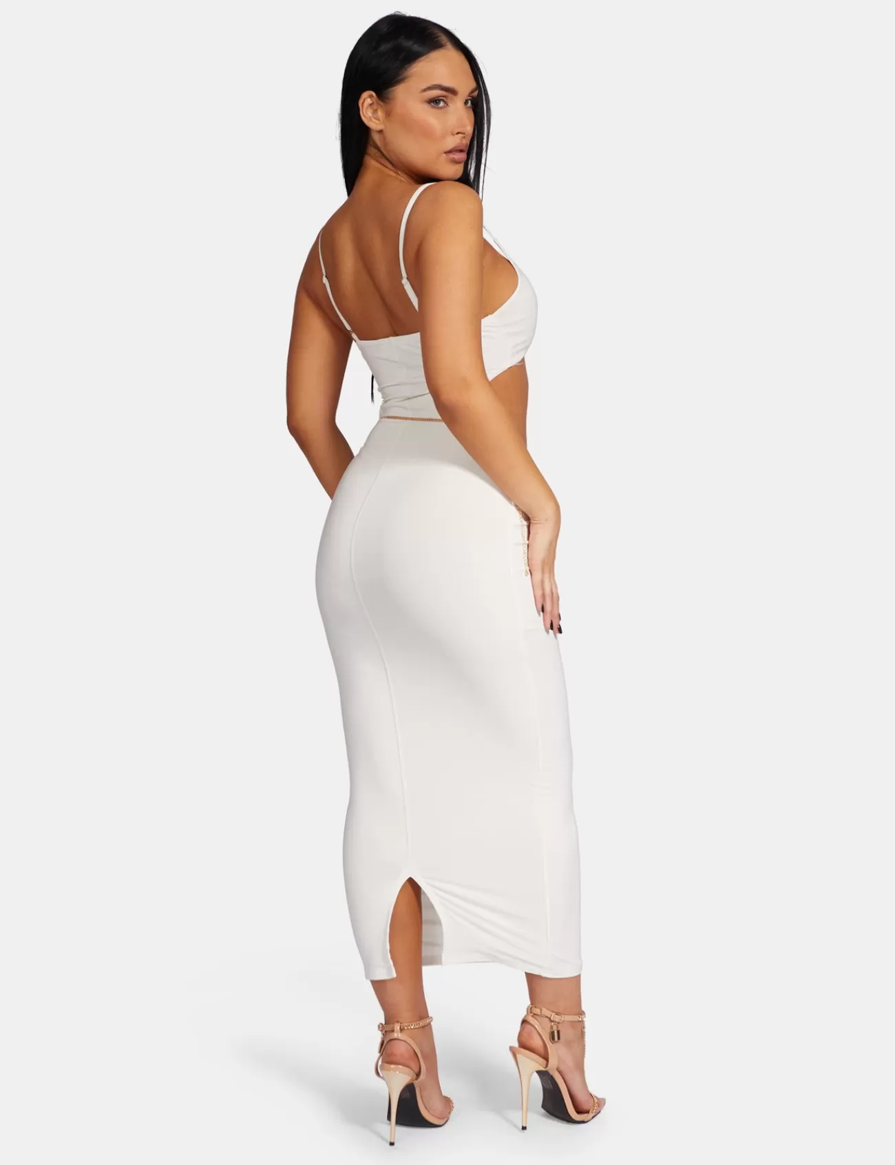 Public Desire Strappy Low Waist Midaxi Dress White New
