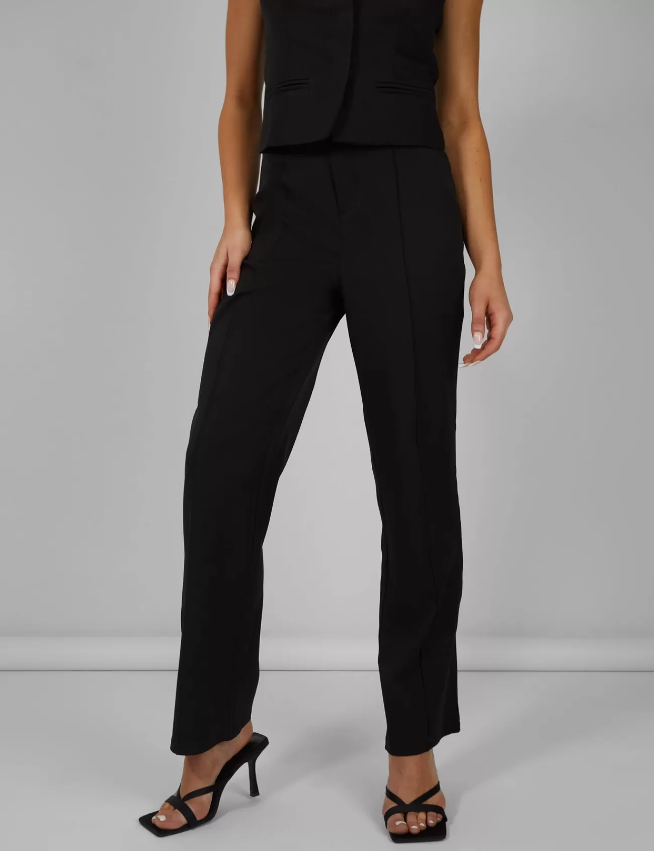 Public Desire Tailored Extreme High Waisted Slim Leg Trousers Black Clearance