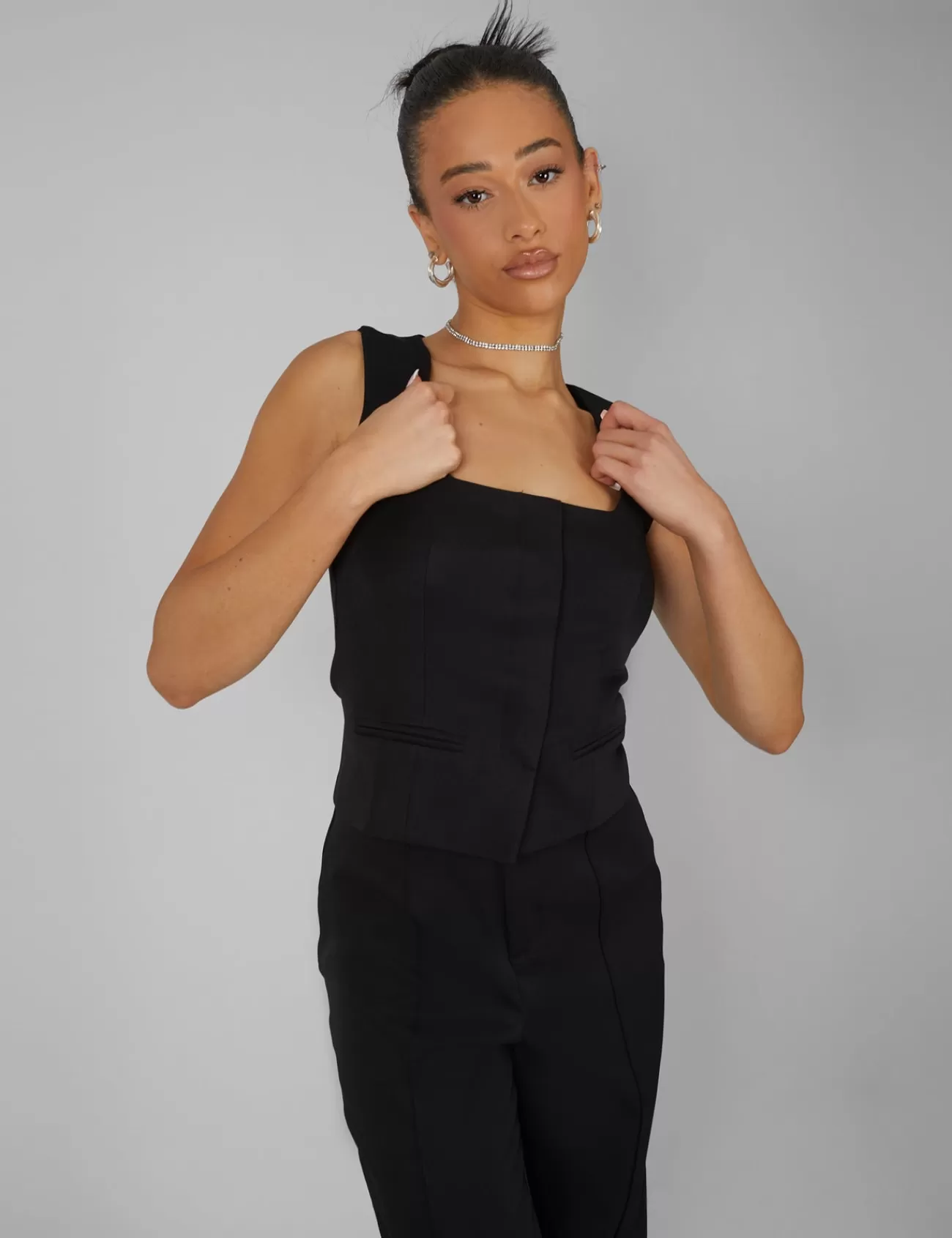 Public Desire Tailored Square Neck Top Black Store
