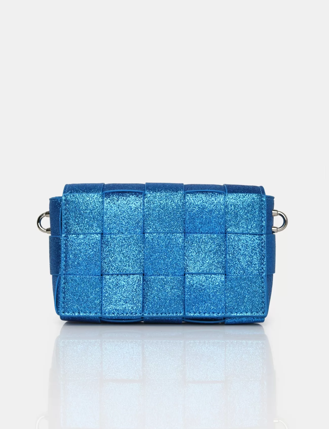 Public Desire The Mayan Royal Glitter Weave Gold Chain Detail Shoulder Bag Blue Fashion